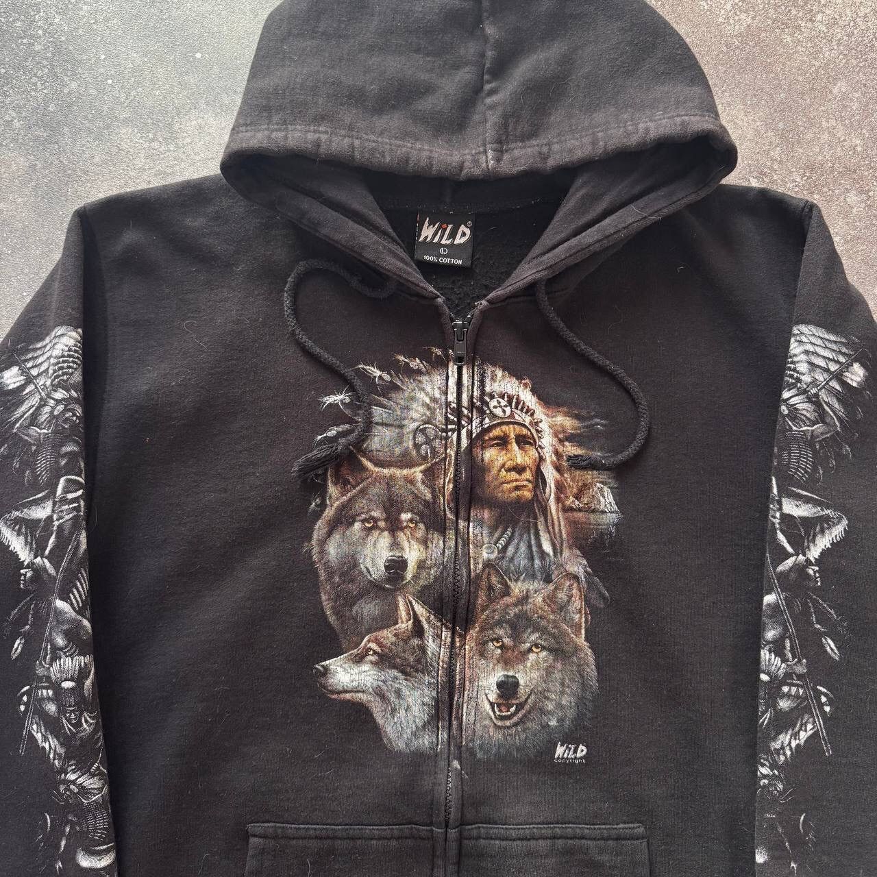Japanese Brand × Vintage WILD Vintage Wolf Printed Zip Hoodie Size US M / EU 48-50 / 2 - 4 Thumbnail