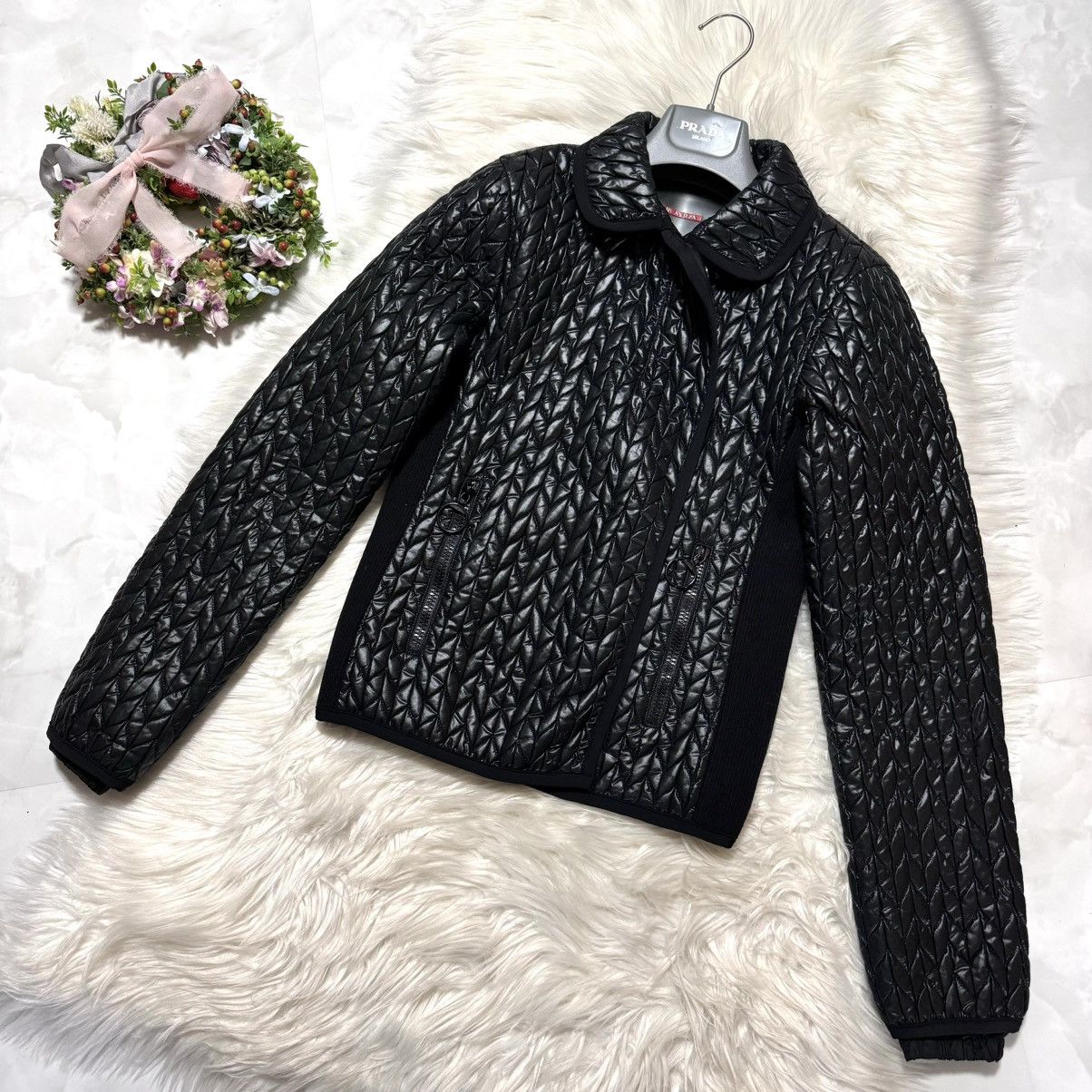 Prada Prada Sport ribbed gathered nylon jacket, black, size 40, Size S / US 4 / IT 40 - 10 Thumbnail