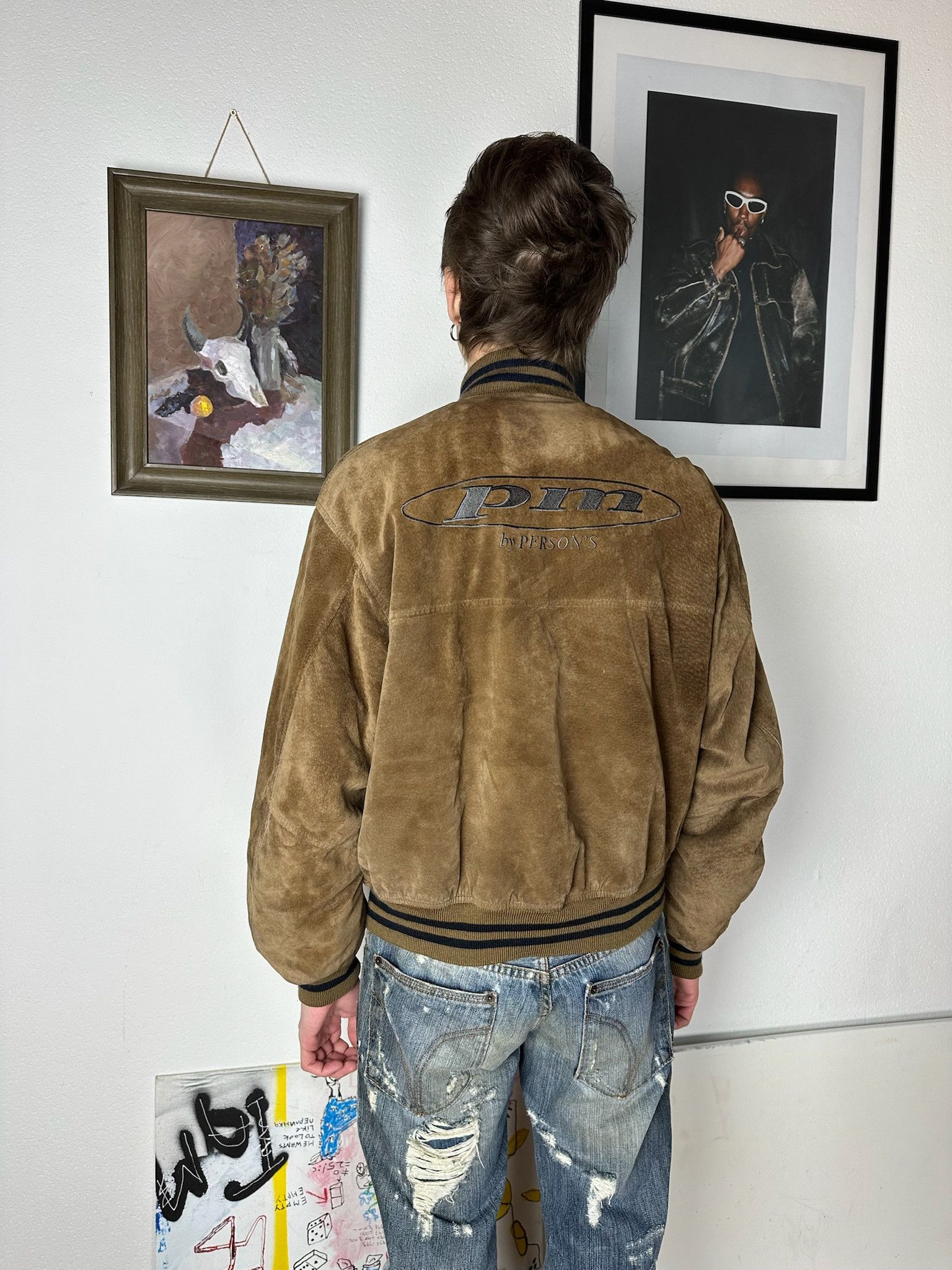 PERSON'S Vintage Person's suede leather Varsity Jacket Size US L / EU 52-54 / 3 - 7 Thumbnail