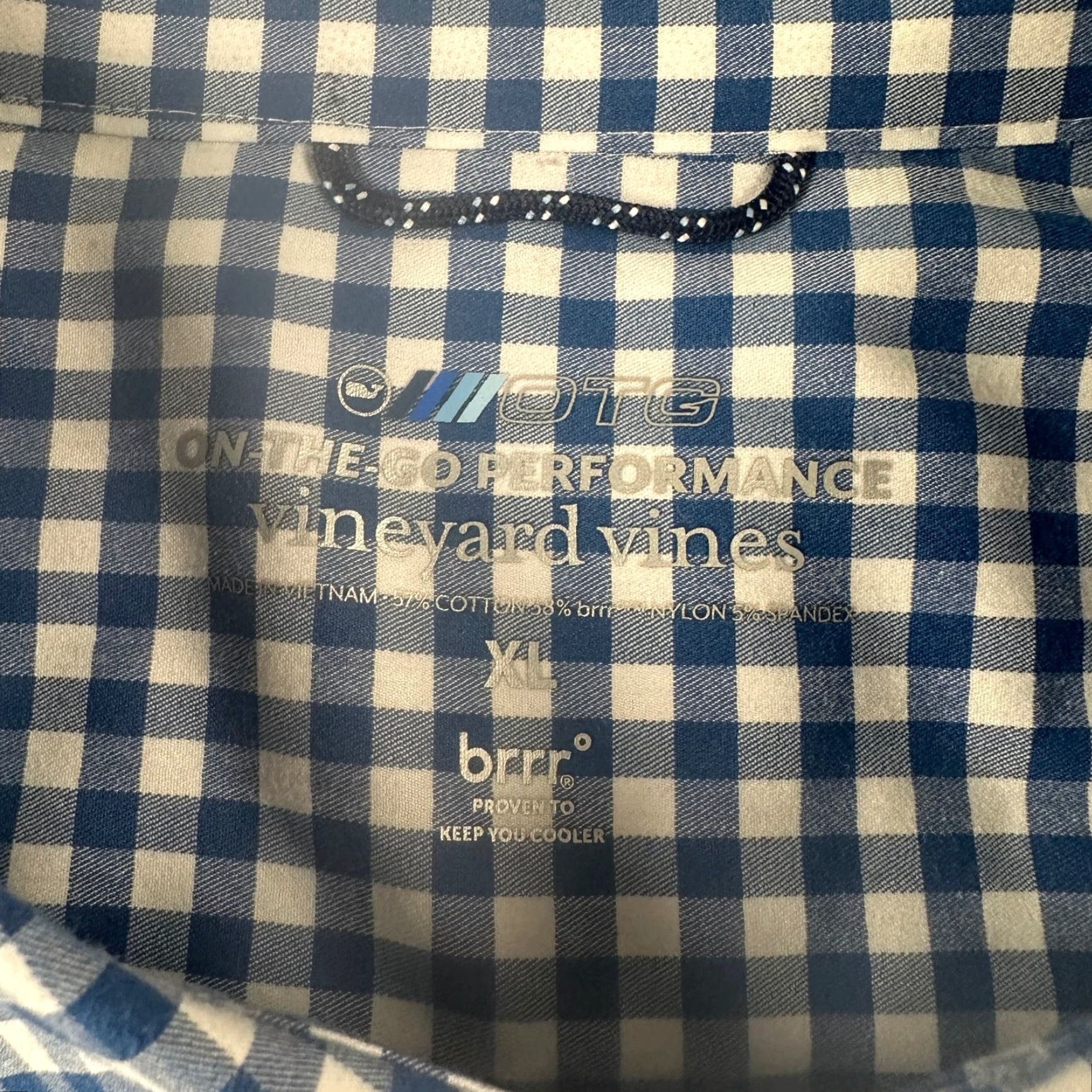 Vineyard Vines Vineyard Vines OTG Performance Shirt Mens XL Blue Gingham Button Down Wicking Size US XL / EU 56 / 4 - 3 Thumbnail