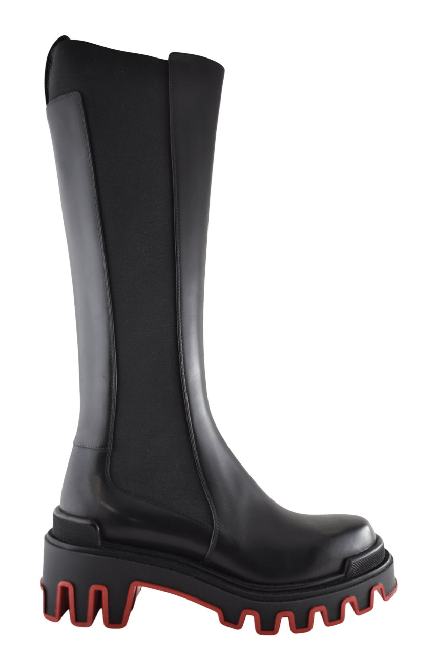 Christian Louboutin Marchacroche Dune Botta Black Leather Knee High Boot 40 Size US 10 / IT 40 - 2 Thumbnail