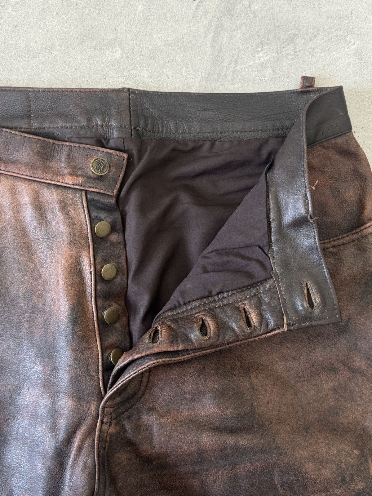 Gypsy Vintage 00s Y2K Leather Baggy Pants Size US 33 - 3 Thumbnail
