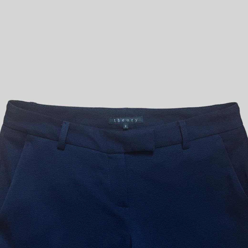Theory Theory Wide Leg Wool Pants in Navy Blue | Size 2 Size 26" / US 2 / IT 38 - 3 Thumbnail