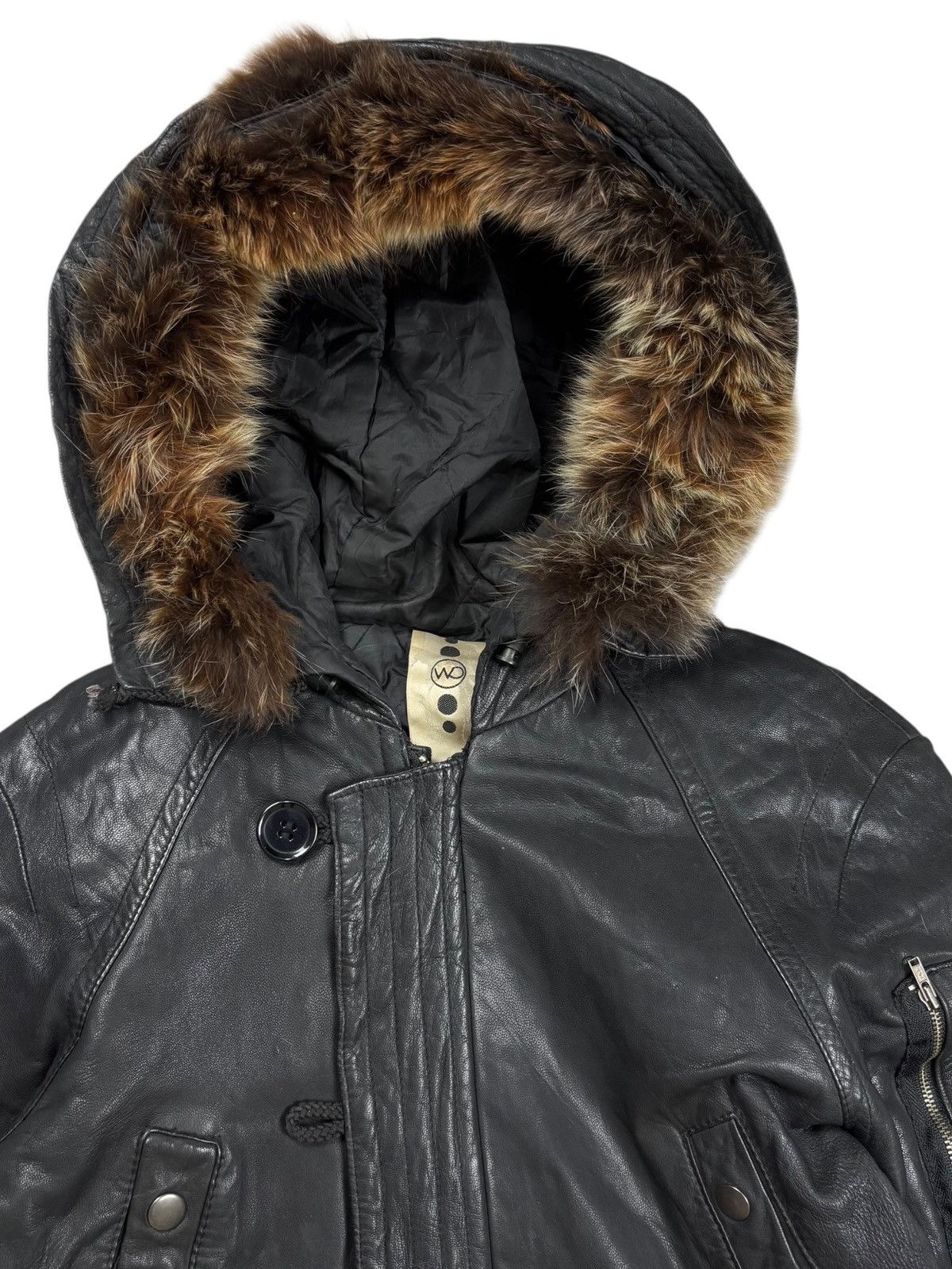 2000s Four Valley - Fur Hoodie Vkei Style Leather Jacket