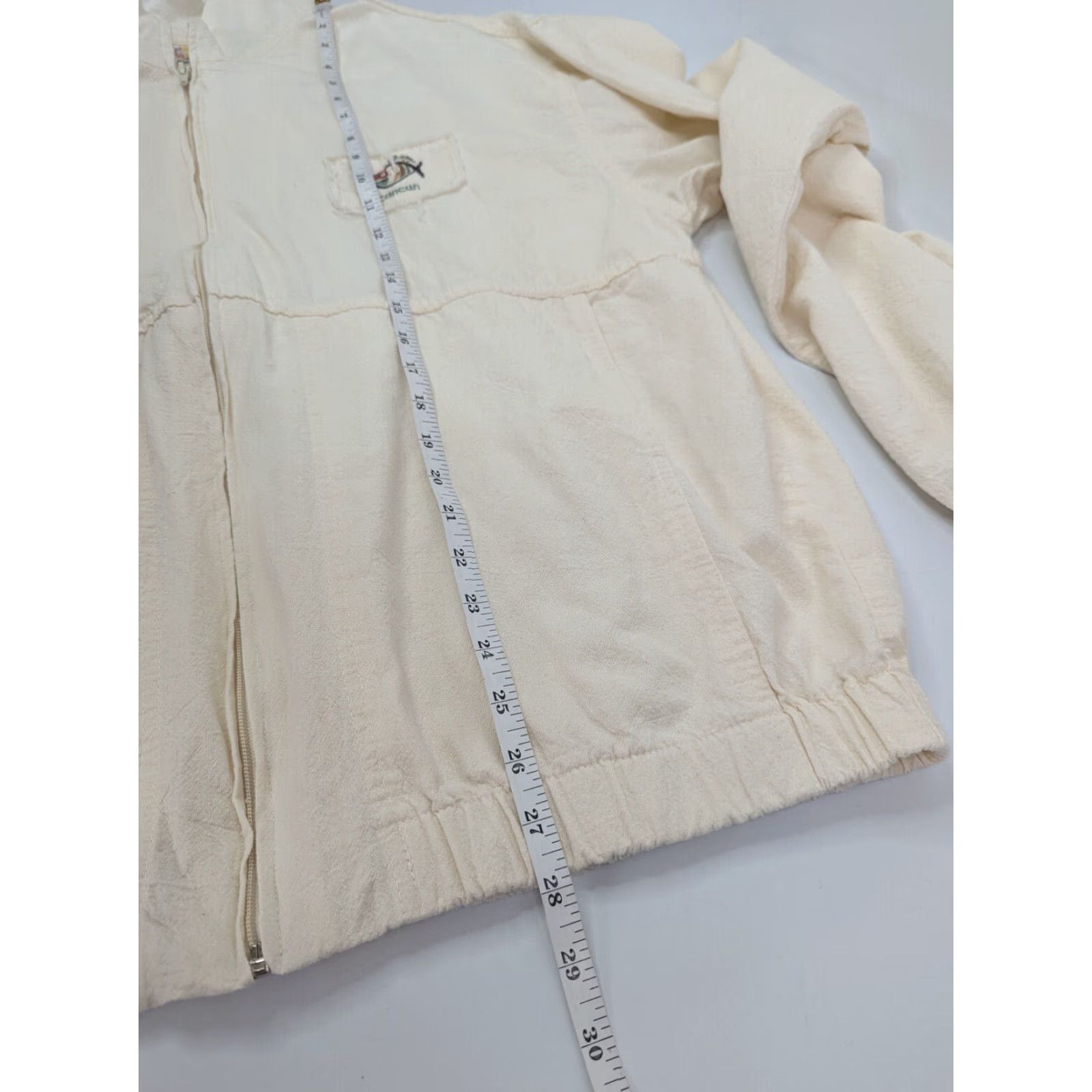 Iro Miro Zip Up Cancun Jacket 2XL Ivory Cotton Beach Resort Mexico Unisex Adults Lightweight Pockets Short Sleeve Zip Jacket, Casual, Basic, Beach Theme Size XXL / US 16-18 / IT 52-54 - 5 Thumbnail