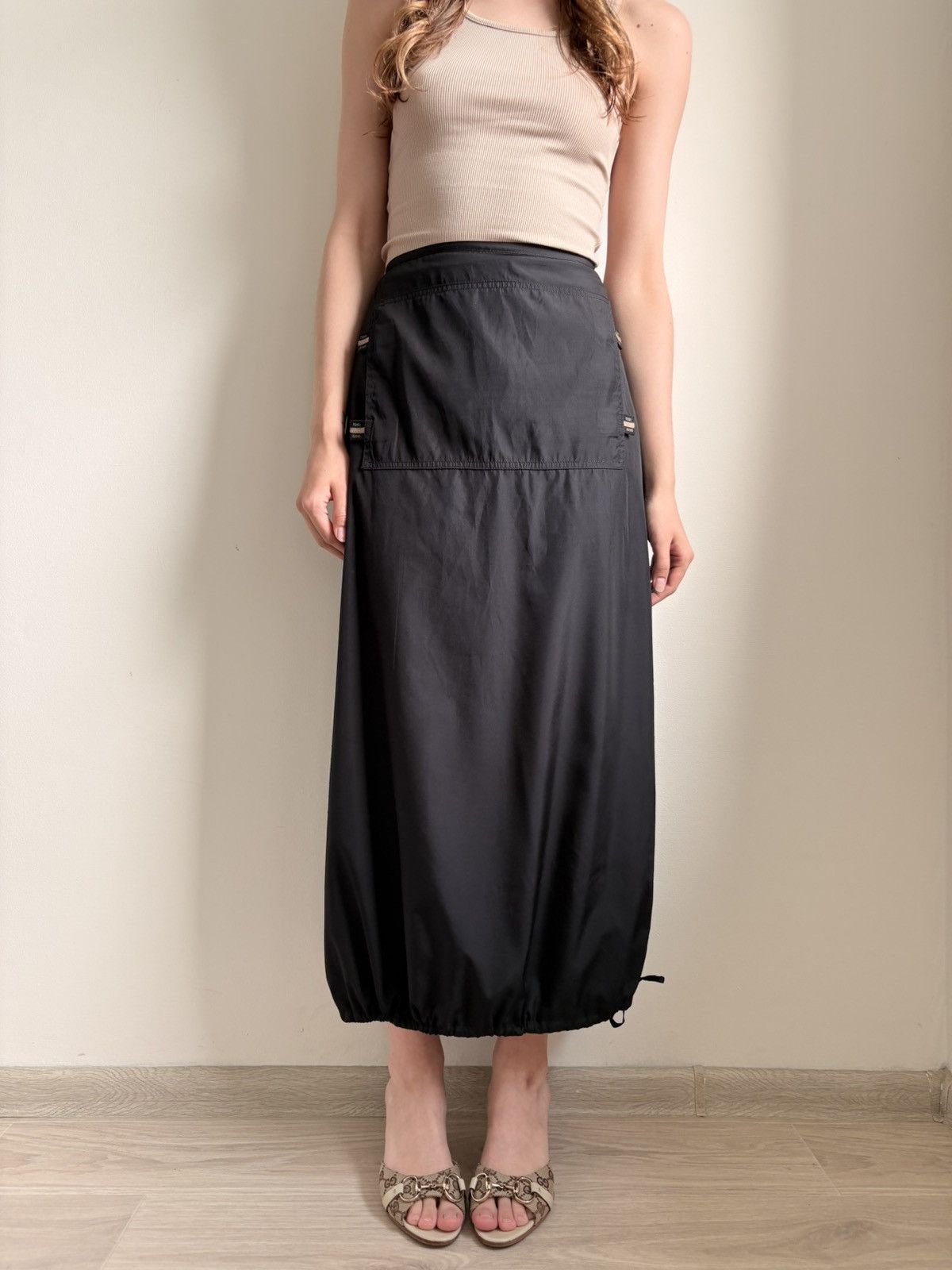 Fendi × Vintage FENDI 90s VINTAGE BLACK A-LINE LONG MAXI SKIRT Y2K IT 44 M L Size 30" / US 8 / IT 44 - 5 Thumbnail