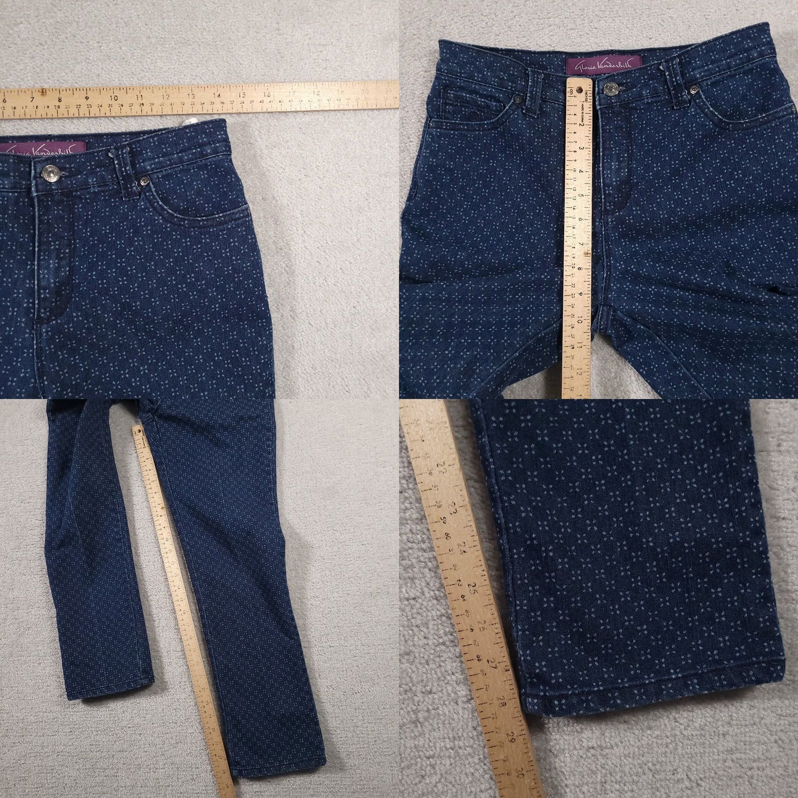 Gloria Vanderbilt Gloria Vanderbilt Jeans Womens 4 Blue Straight Leg Geometric All Over Print Boho Shirt Size 27" / US 4 / IT 40 - 8 Thumbnail
