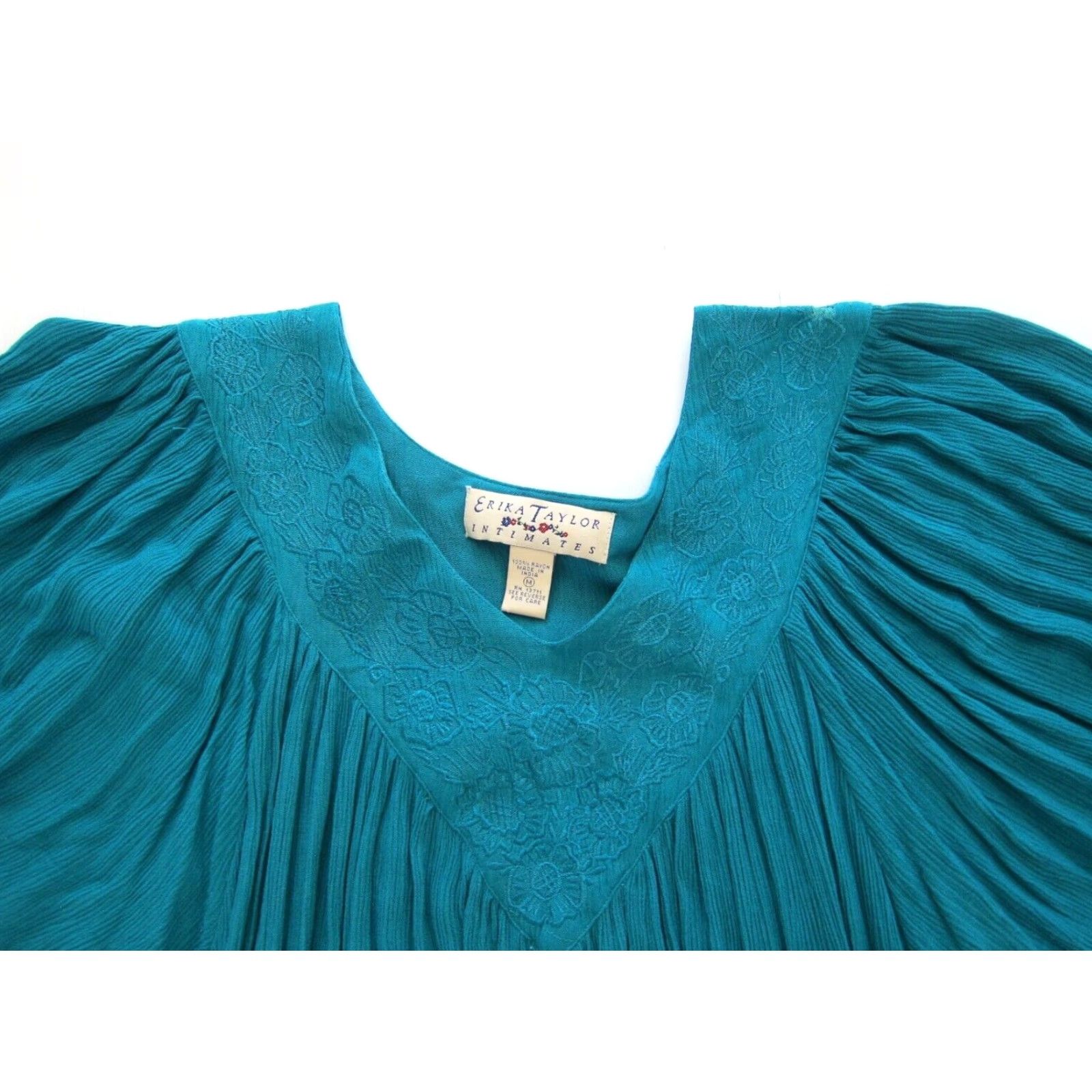 Vintage Vintage Erika Taylor Maxi Dress Green V-Neck Short Sleeve with Pockets M Womens Size 32" / US 10 / IT 46 - 4 Thumbnail