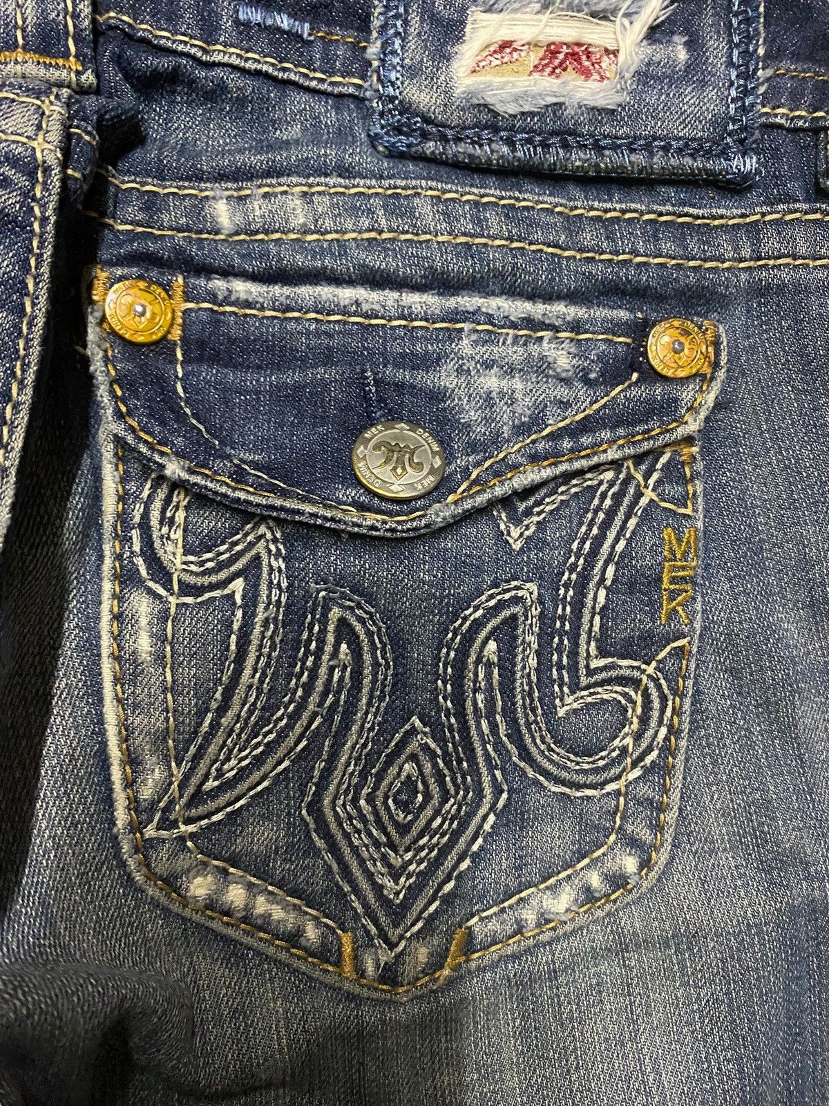 If Six Was Nine Woman Mek Denim Reverse For Care Distressed Flare Jeans Size US 30 / EU 46 - 7 Thumbnail