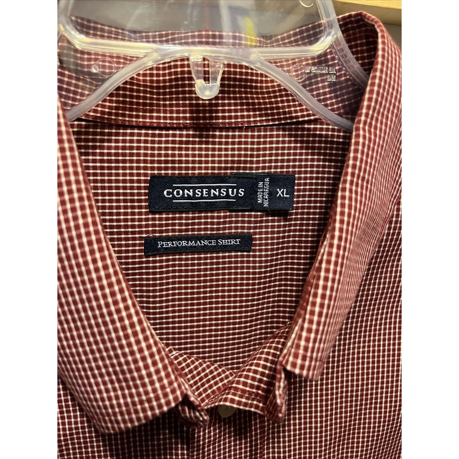 Consensus Sportswear Consensus Men’s XL Red Check LS Button Polyester Blend Shirt Size US XL / EU 56 / 4 - 2 Thumbnail