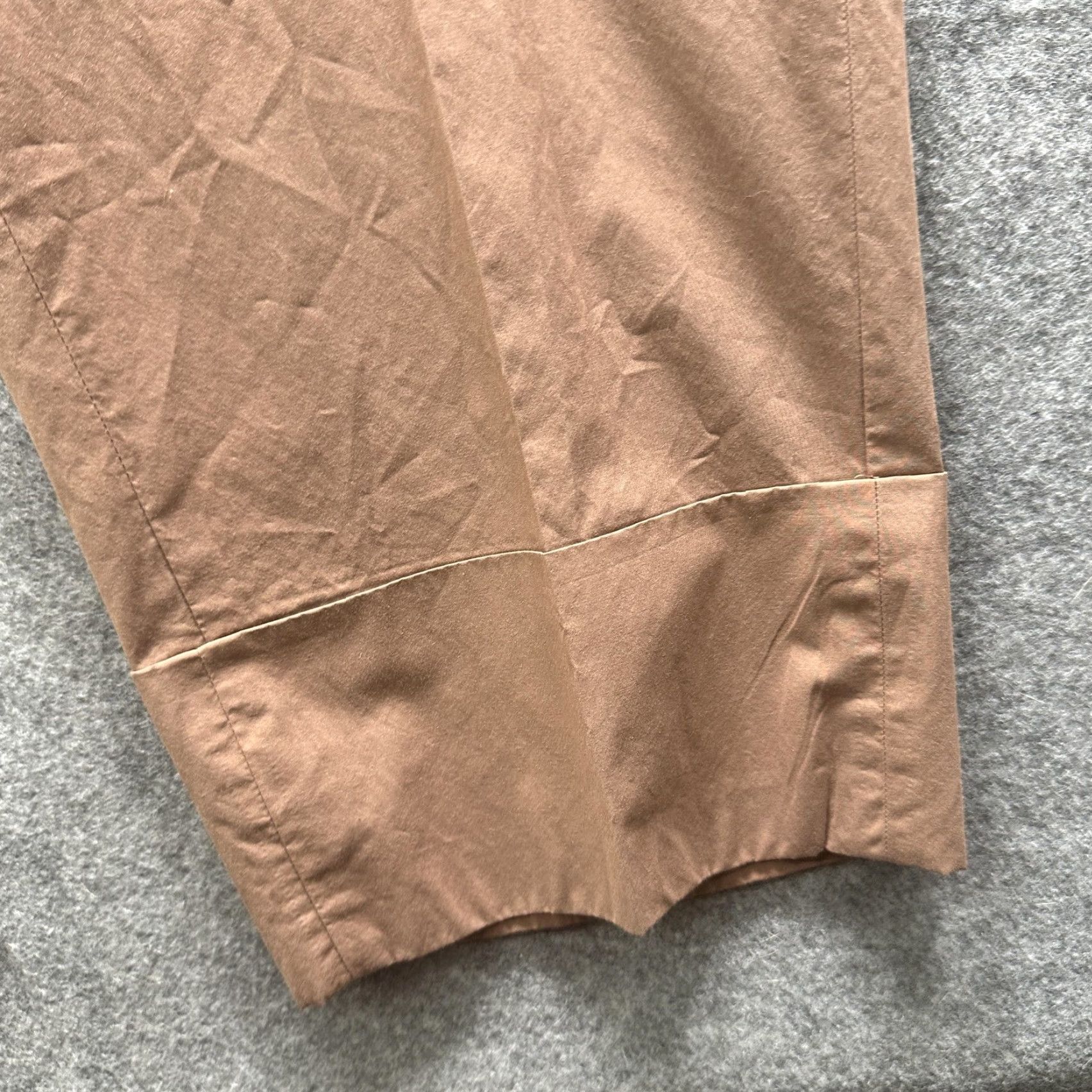 Vintage Akris Punto Pants Womens 14 Brown Ankle Straight Leg Elastic Waist Lined Cupro Pants Size 36" / US 14 / IT 50 - 6 Thumbnail
