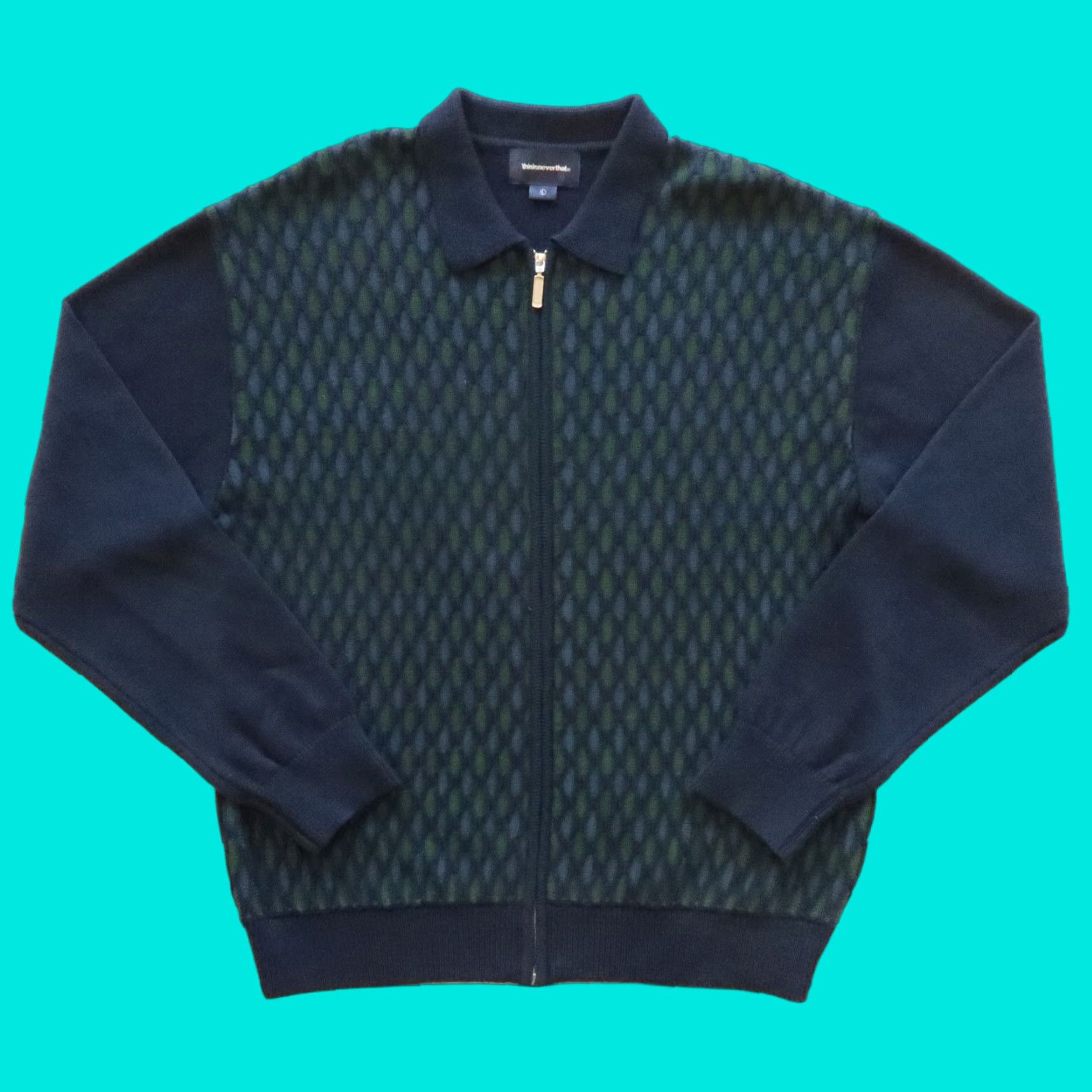 thisisneverthat Thisisneverthat Zip Knit Shirt L Mens Blue Full Zip Knit Size US L / EU 52-54 / 3 - 1 Thumbnail