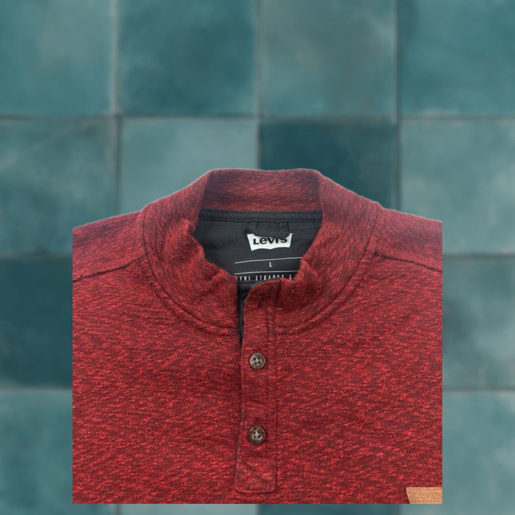Levi's Levi's Mens Large Extra Large Red Henley Long Sleeve Pullover Shirt Size US L / EU 52-54 / 3 - 4 Thumbnail