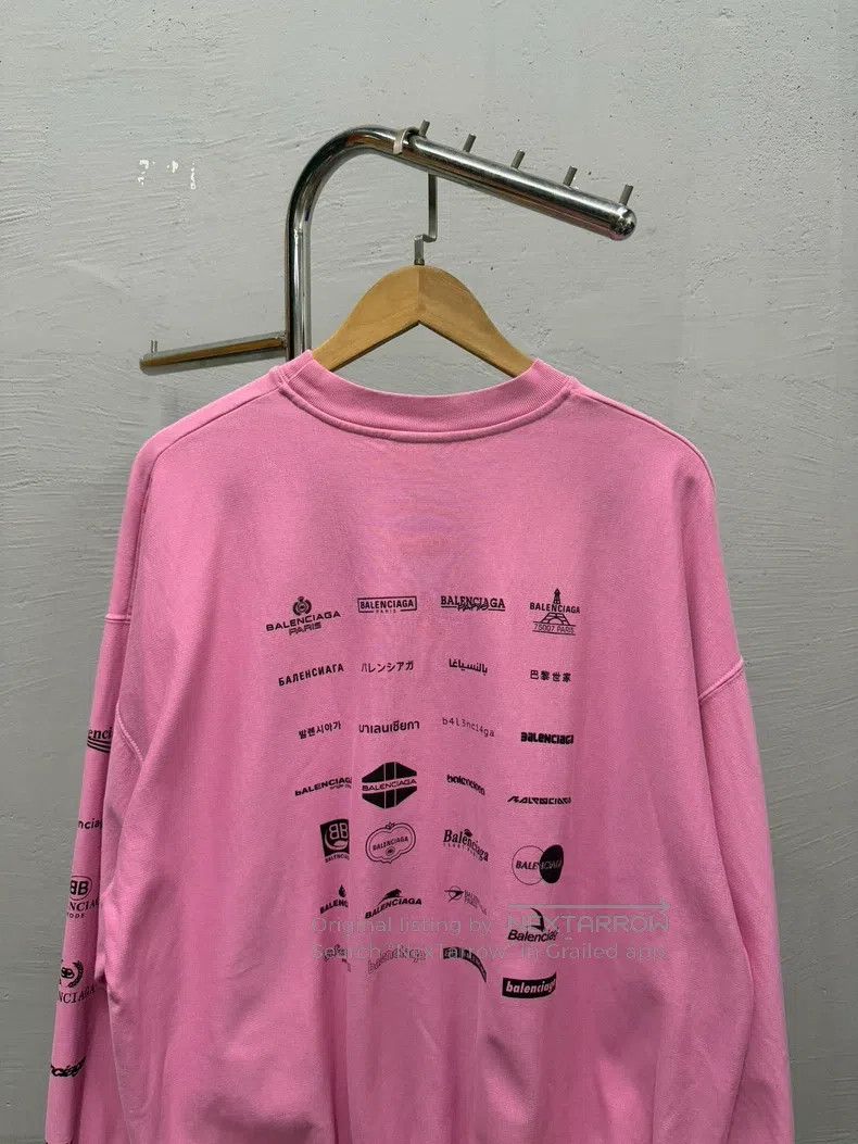 Balenciaga Balenciaga Pink Full Print Logo Sweater Size US S / EU 44-46 / 1 - 4 Thumbnail