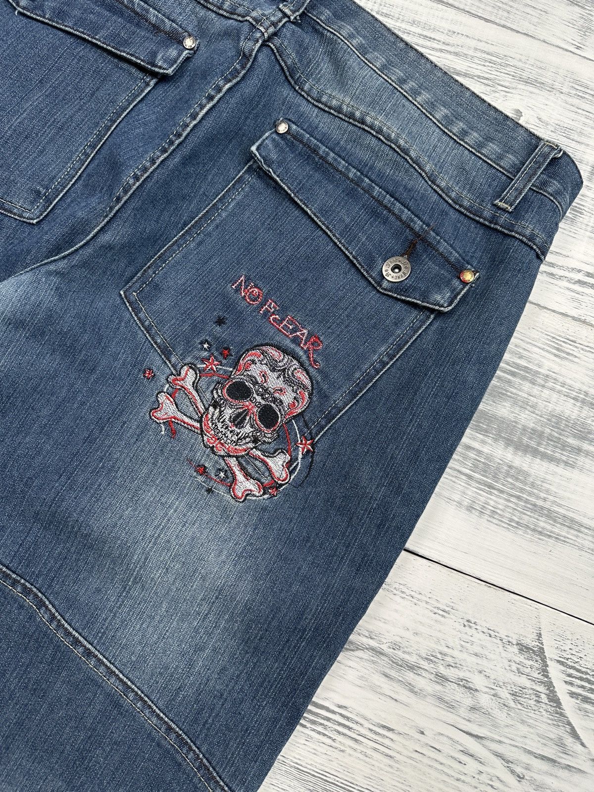No Fear Rare NO FEAR Skull Embroidered Baggy Jeans Pants size 38 Size US 38 / EU 54 - 3 Thumbnail
