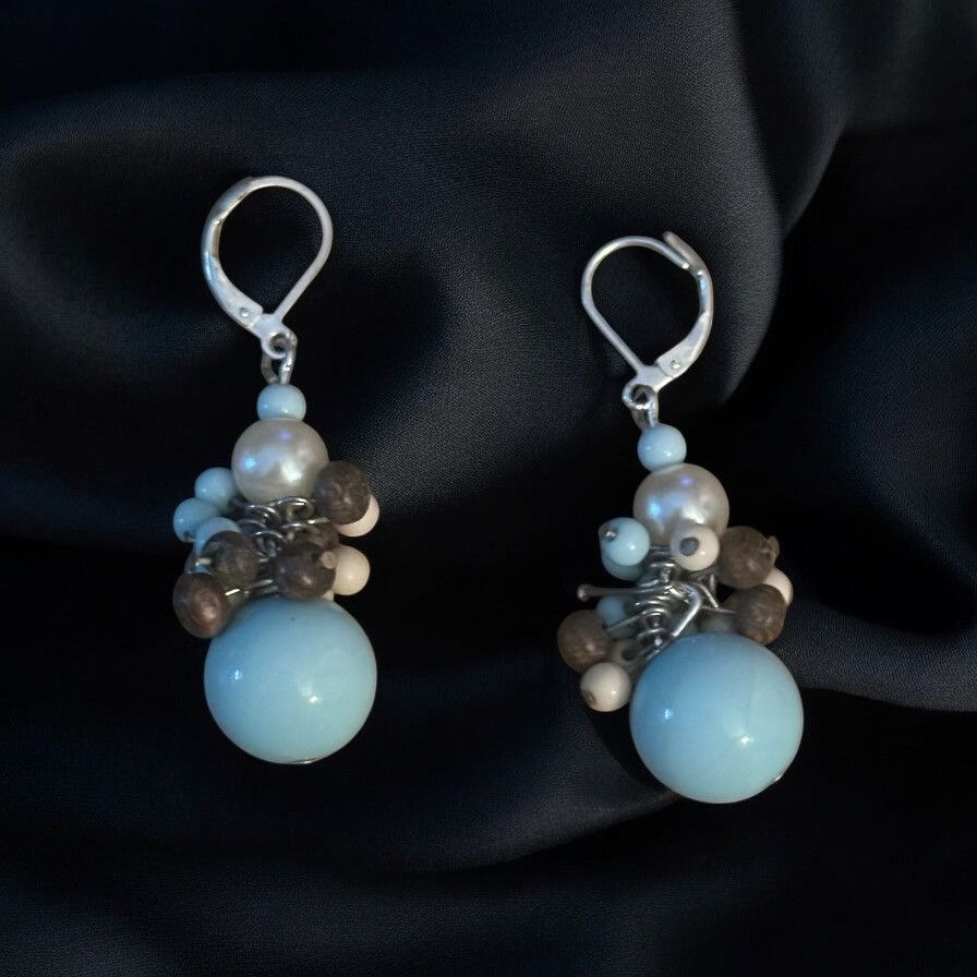 Other Light blue cluster bead dangle earrings Size ONE SIZE - 1 Thumbnail