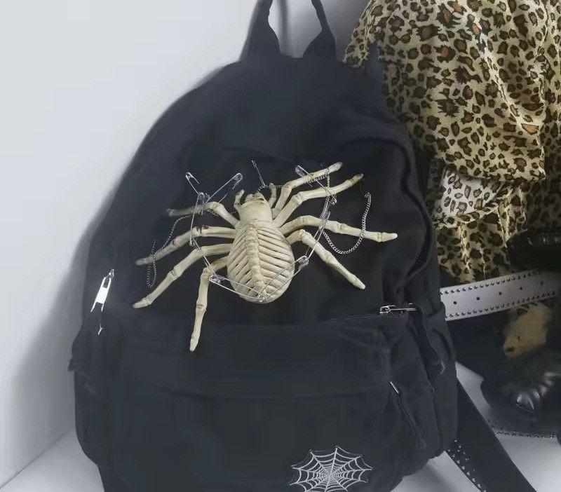Designer Gothic Punk Spider Capacity Large School Backpack Bag Size ONE SIZE - 1 Thumbnail