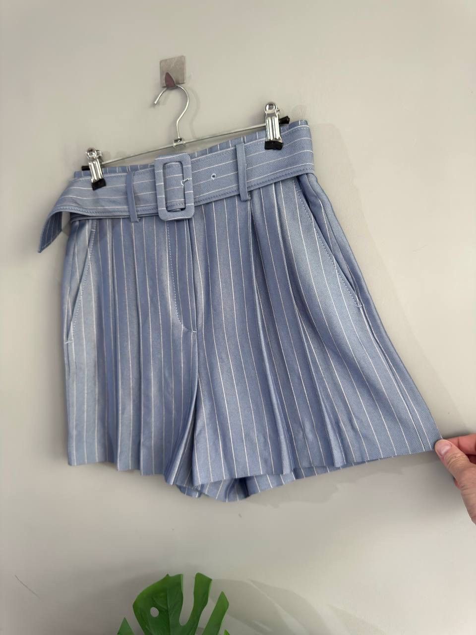 Sandro Sandro Women's Blue Striped High Pleated Shorts, Size 34/XS Size 24" / US 00 / IT 34 - 17 Thumbnail
