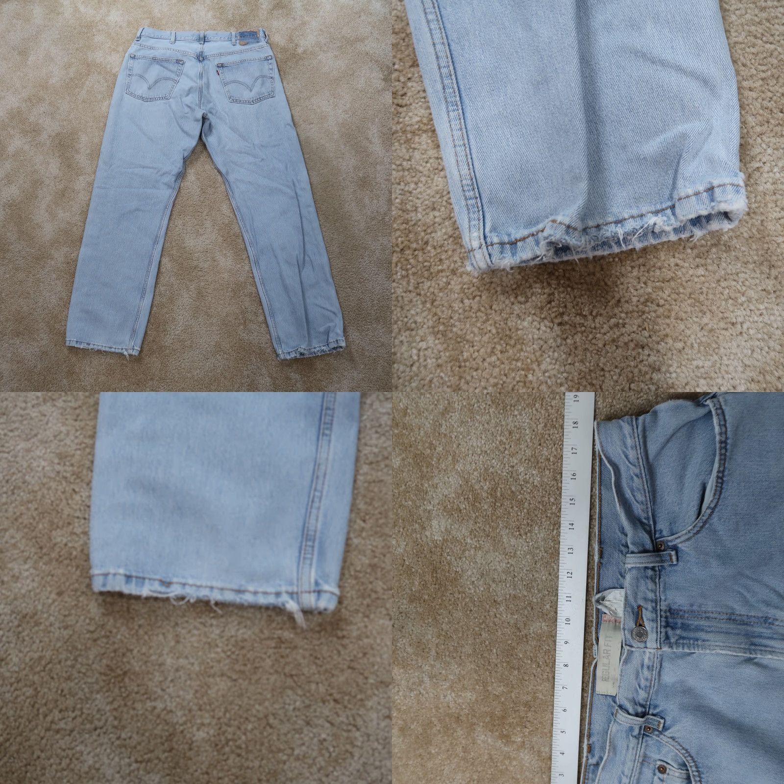 Levi's Levi's 505 Regular Fit Straight Leg Jeans Men's 38x32 Blue Distressed Denim Size US 38 / EU 54 - 8 Thumbnail