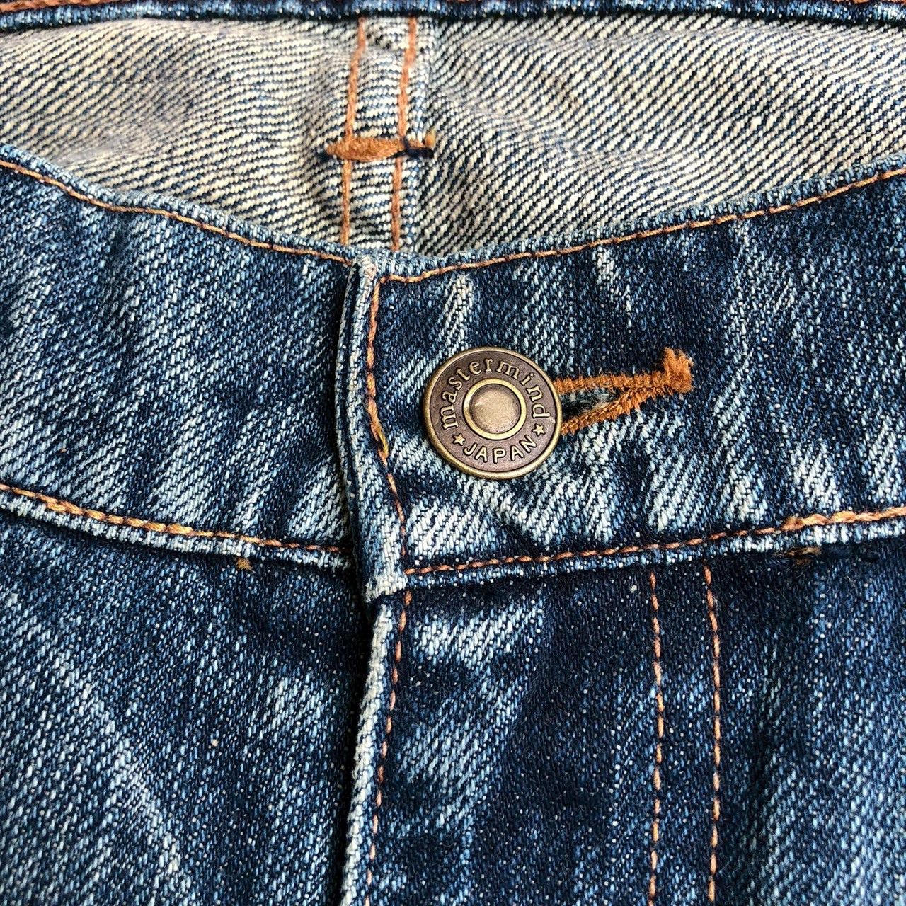 Mastermind Japan Vintage Mastermind JAPAN Distressed Gold Thread Denim Size US 37 - 10 Thumbnail