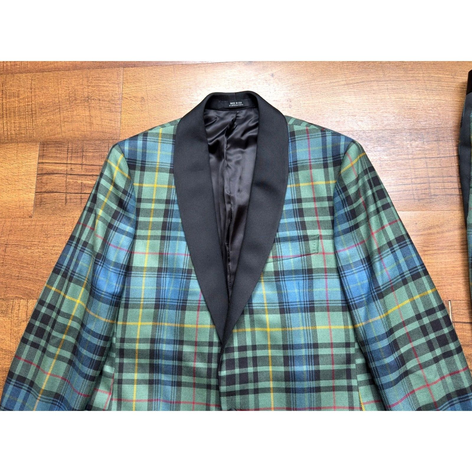 Todd Snyder NWT Todd Snyder Italian Peak Lapel Tuxedo Suit Wool Tartan Plaid Mens Size 40L Jacket Pants 2 Piece Green Wool Peak Taupe/Green? Size 40R - 7 Thumbnail