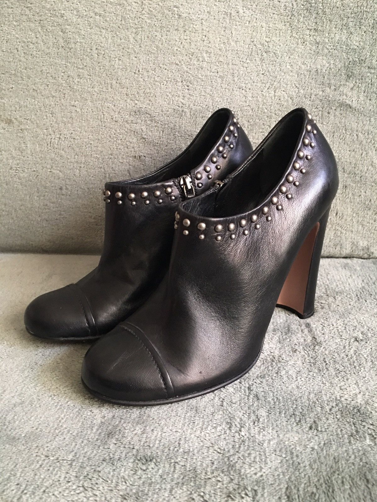 Prada PRADA Black Leather Ankle Stud Boots EU 38 Size US 8 / IT 38 - 2 Thumbnail