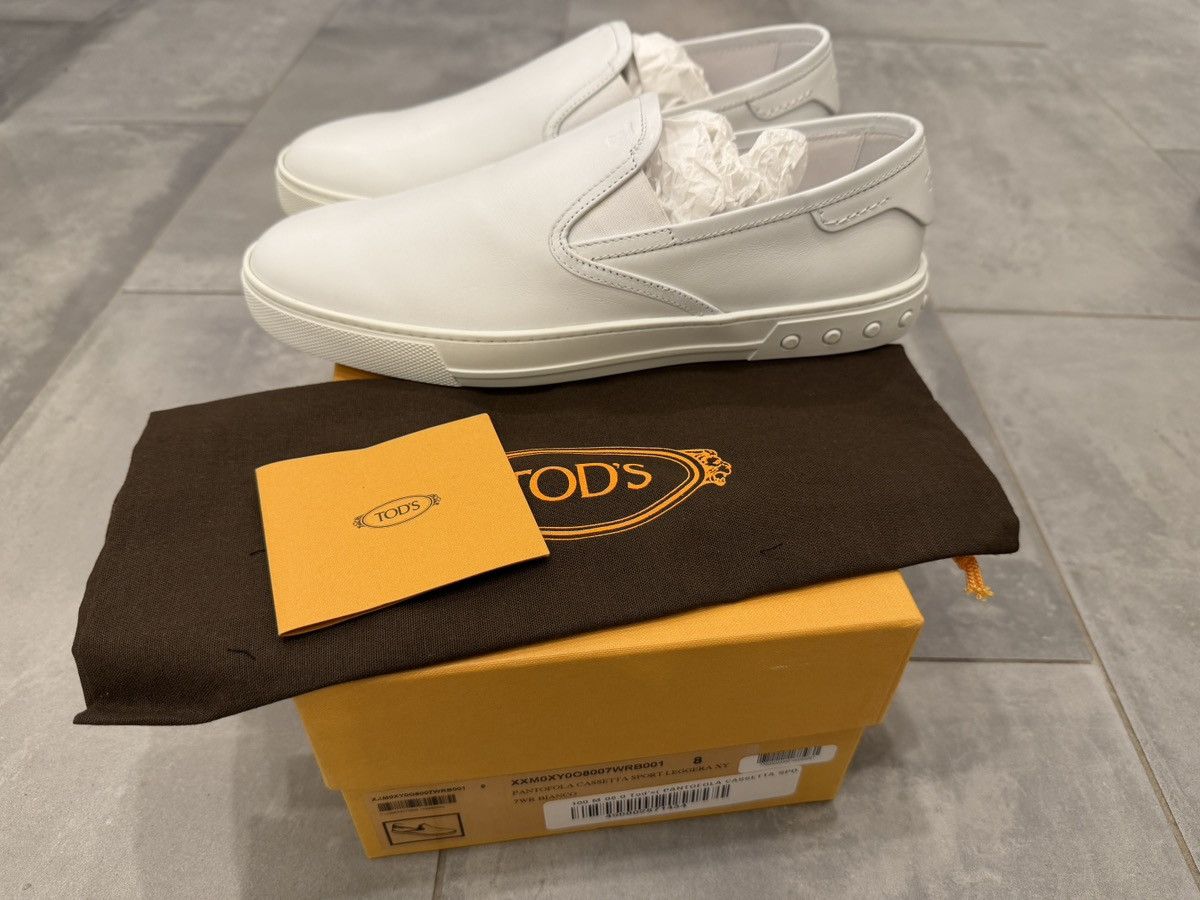 Tod's Tod's Pantofola slip-on loafers in white leather size 8 Size US 8 / EU 41 - 1 Thumbnail