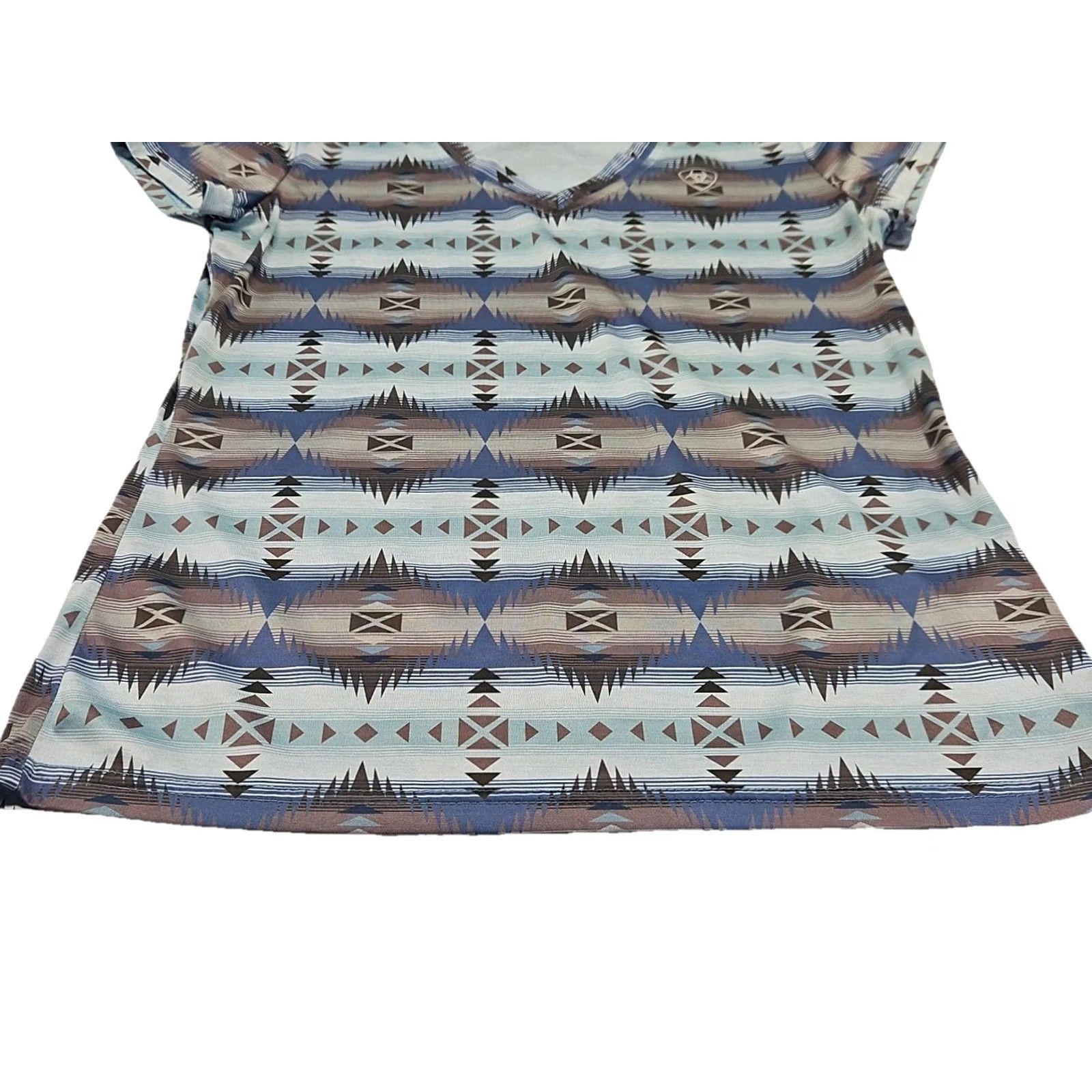 Ariat AriatTEK Womens Medium Blue Aztec Print V Neck Performance Shirt Western Shirt Mens? Women? Size M / US 6-8 / IT 42-44 - 6 Thumbnail