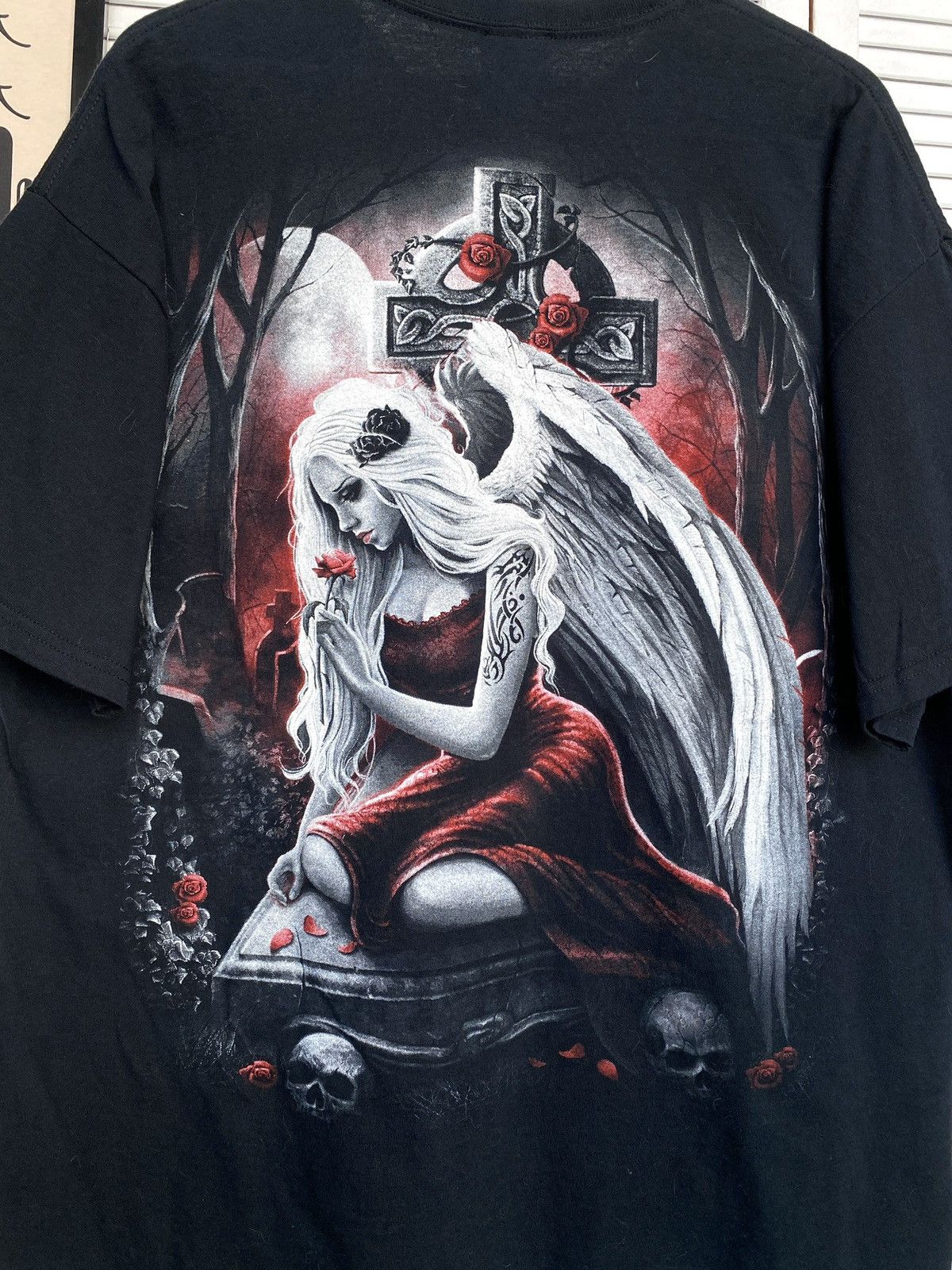Band Tees × Vintage Vintage Spiral Gothic Angel Tee Shirt Black Grunge Cross Size US XL / EU 56 / 4 - 10 Thumbnail