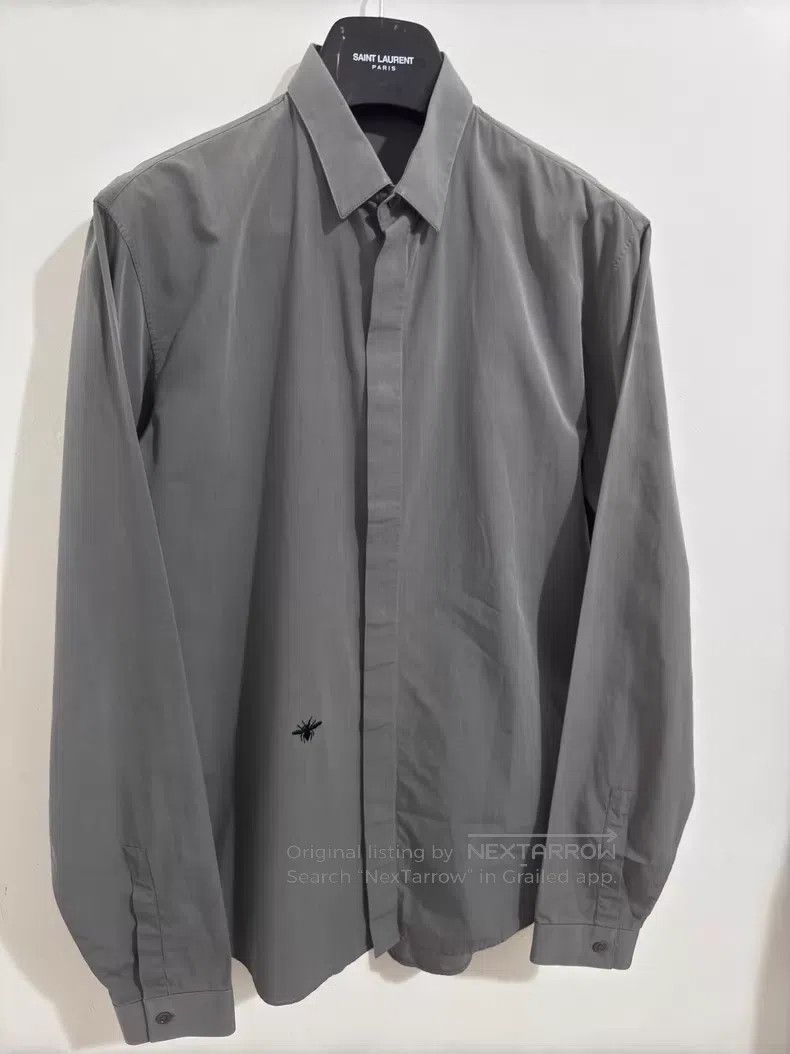 Dior Dior Size 40 Foggy Grey Cotton Poplin Little Bee Shirt i Size US XL / EU 56 / 4 - 3 Thumbnail