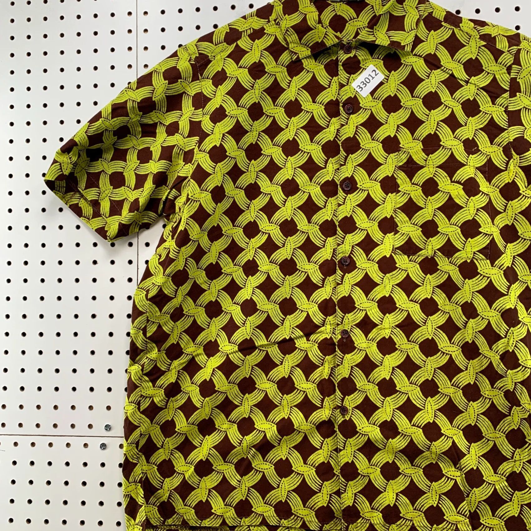 Vintage VINTAGE OKAI Button Shirt Mens Small Brown Yellow Chain Link Pattern Herringbone 22x28.5 90s Mens Shirt Size US S / EU 44-46 / 1 - 6 Thumbnail