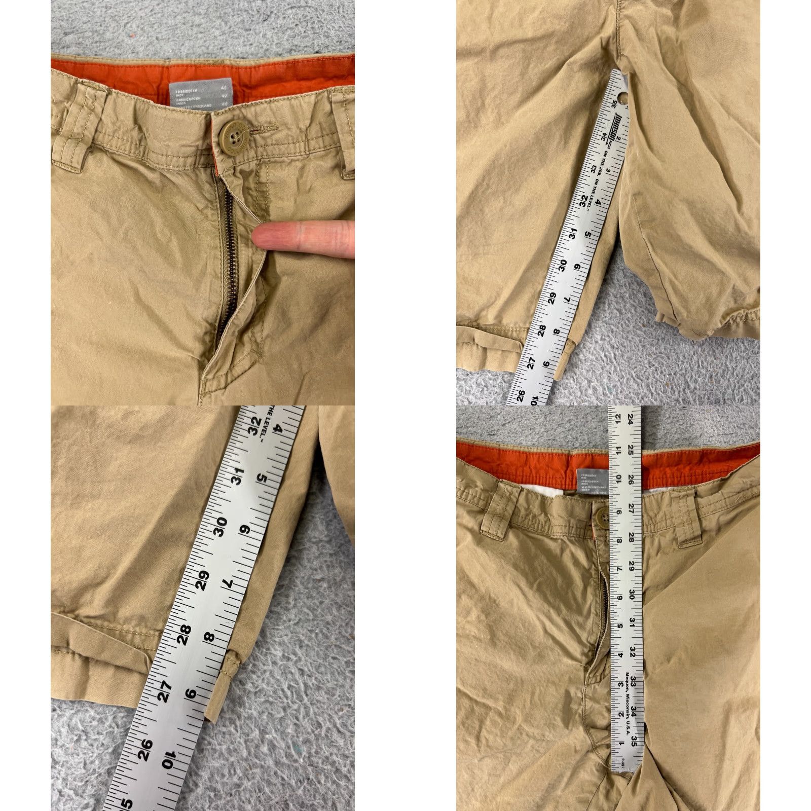 Vintage Columbia Shorts Mens 32 Beige Khaki Cargo Zip Fly Hiking Camping Fishing Cargo Pocket Belted Elastic Waist Pockets Regular Cotton Blend Outdoors Mens Size US 32 / EU 48 - 8 Thumbnail