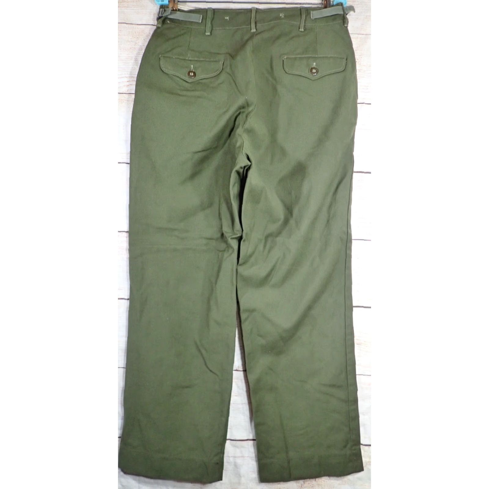 Vintage VINTAGE USGI M-1951 Wool Field Trousers Green Military Pants Small 31x28 Korean War Mens Size US 29 - 2 Thumbnail