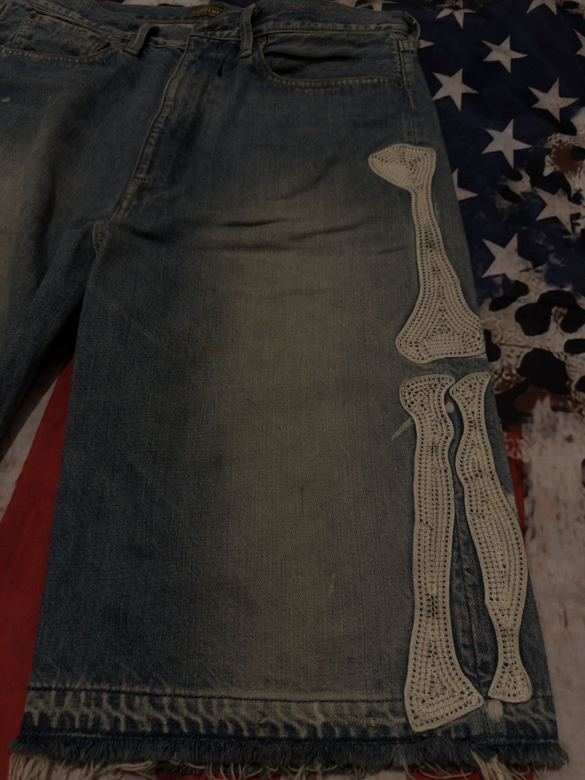 Kapital Bone Denim Shorts