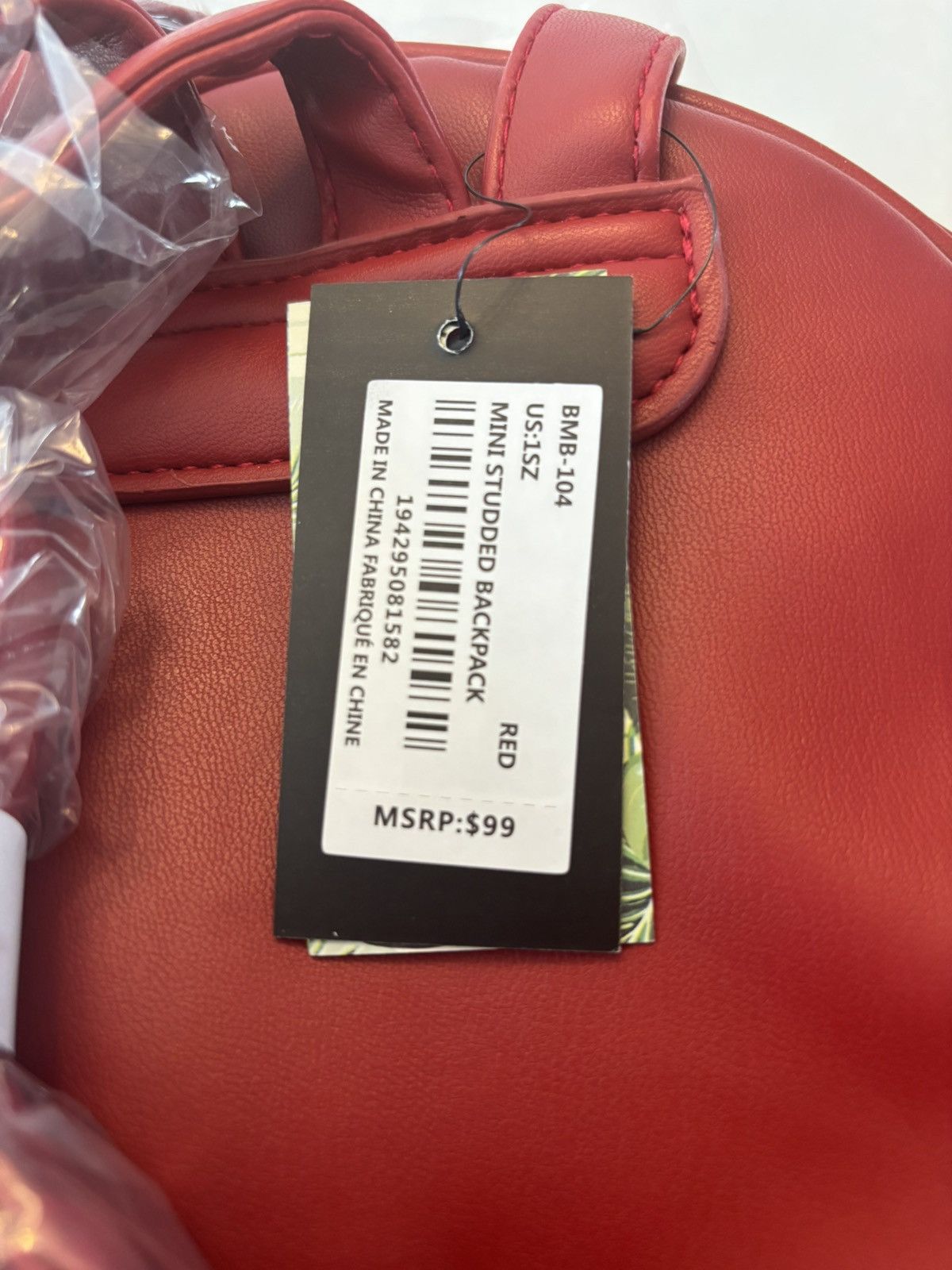 Badgley Mischka Red Vegan Leather Mini Backpack Size ONE SIZE - 5 Thumbnail