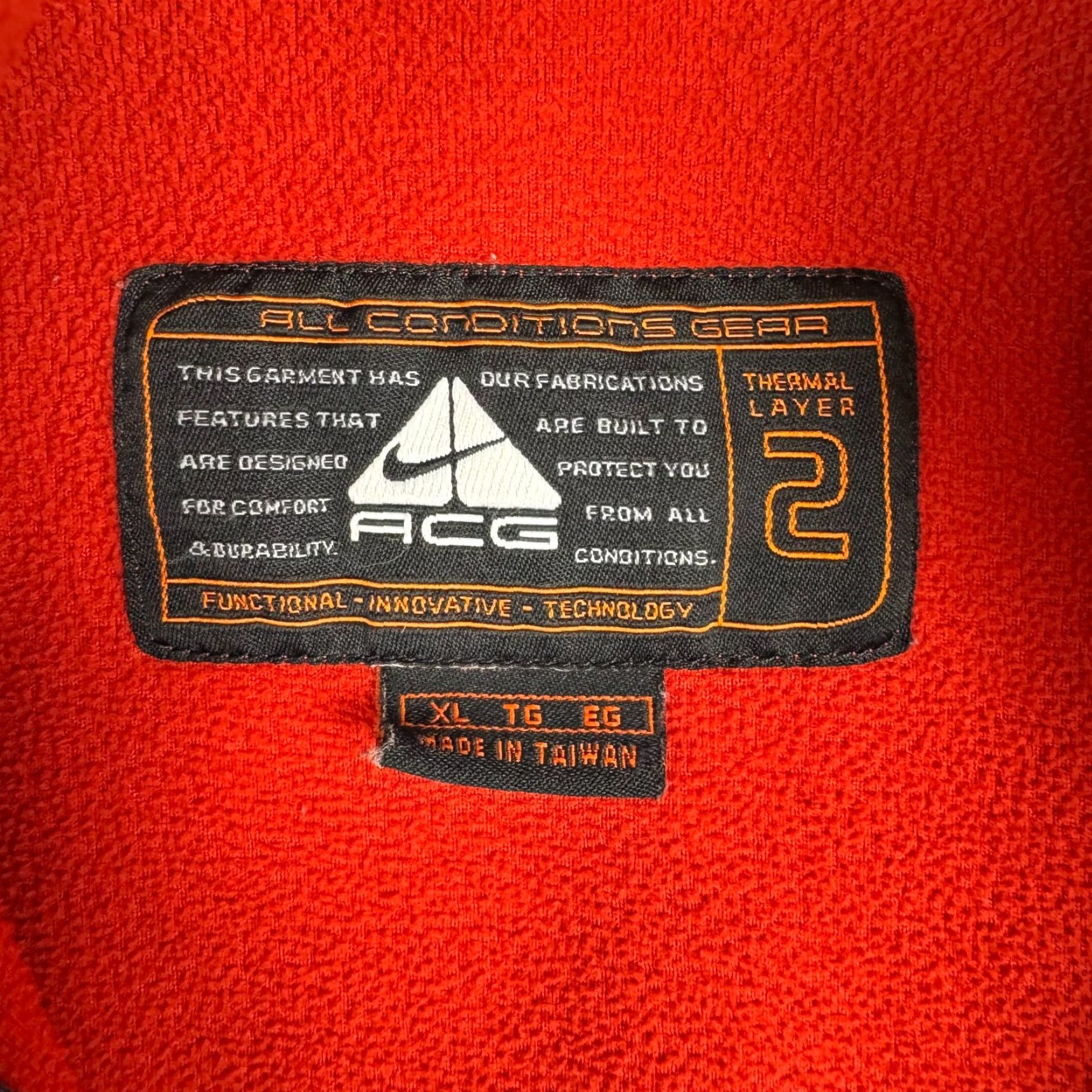 Nike Y2K Nike ACG Mens XL Thermal Layer 2 Pullover Fleece Red Mock Neck 1/2 Zip Sweater Shirt Size US XL / EU 56 / 4 - 5 Thumbnail