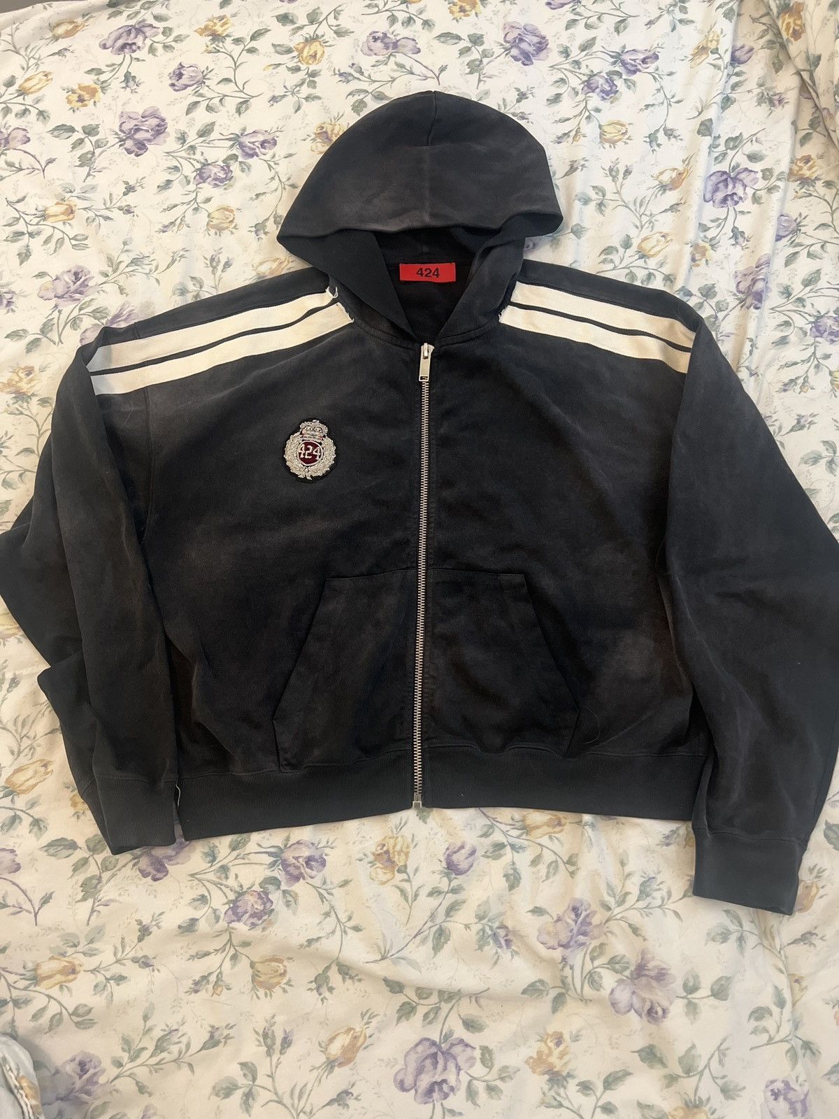 424 424 Academy Crest Zip-Up Hoodie - Black Size US L / EU 52-54 / 3 - 1 Thumbnail