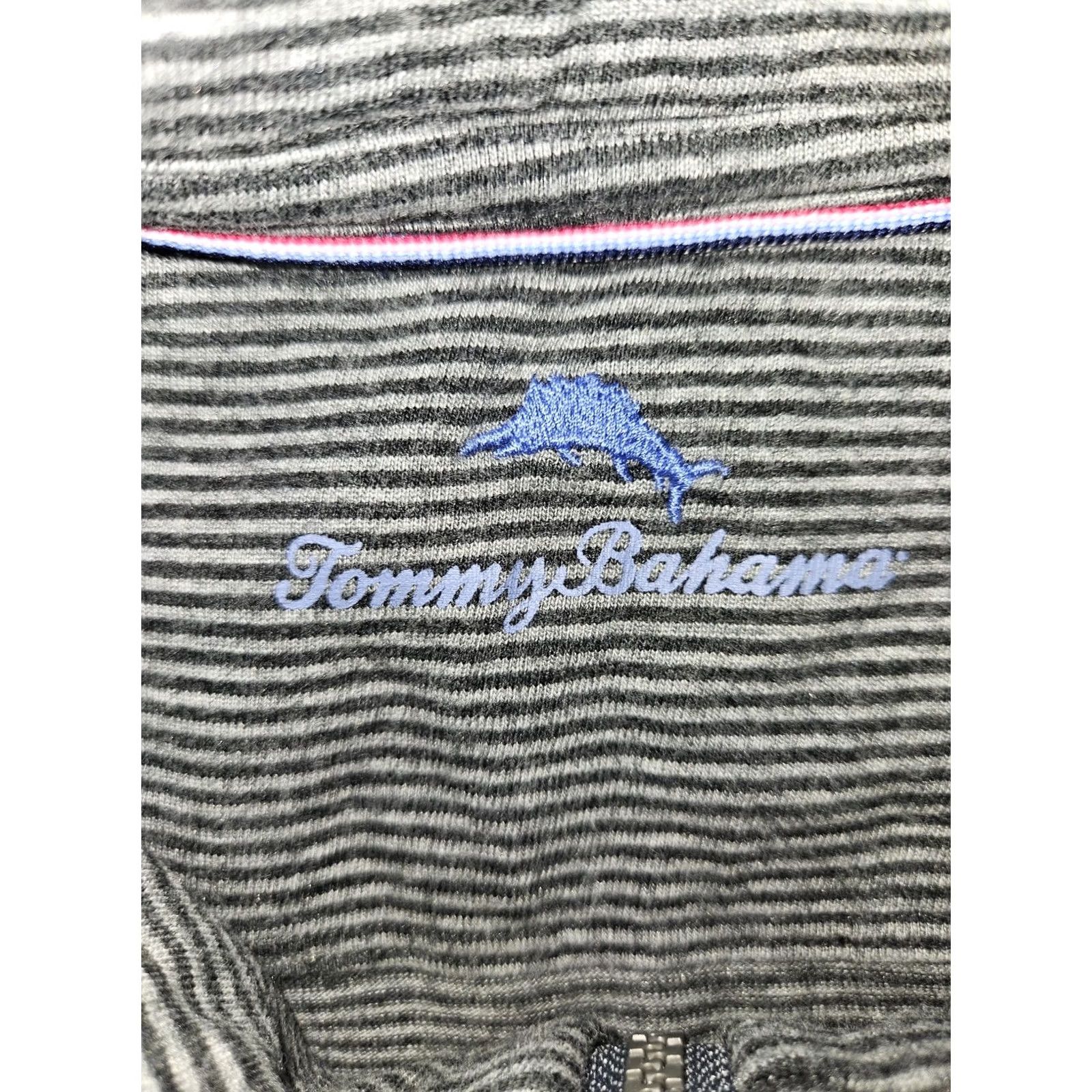 Tommy Bahama VINTAGE Tommy Bahama Pullover Shirt Mens 2XL Gray Striped Quarter Zip Long Sleeve Casual Size US XXL / EU 58 / 5 - 3 Thumbnail