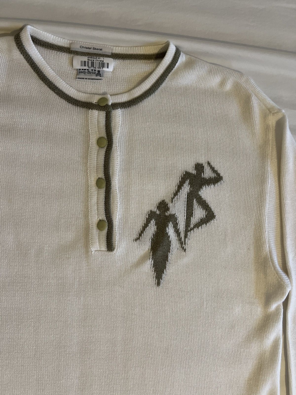 Vintage 70s Vintage West Germany Henley Sweater with Jacquard motif Size US S / EU 44-46 / 1 - 2 Thumbnail