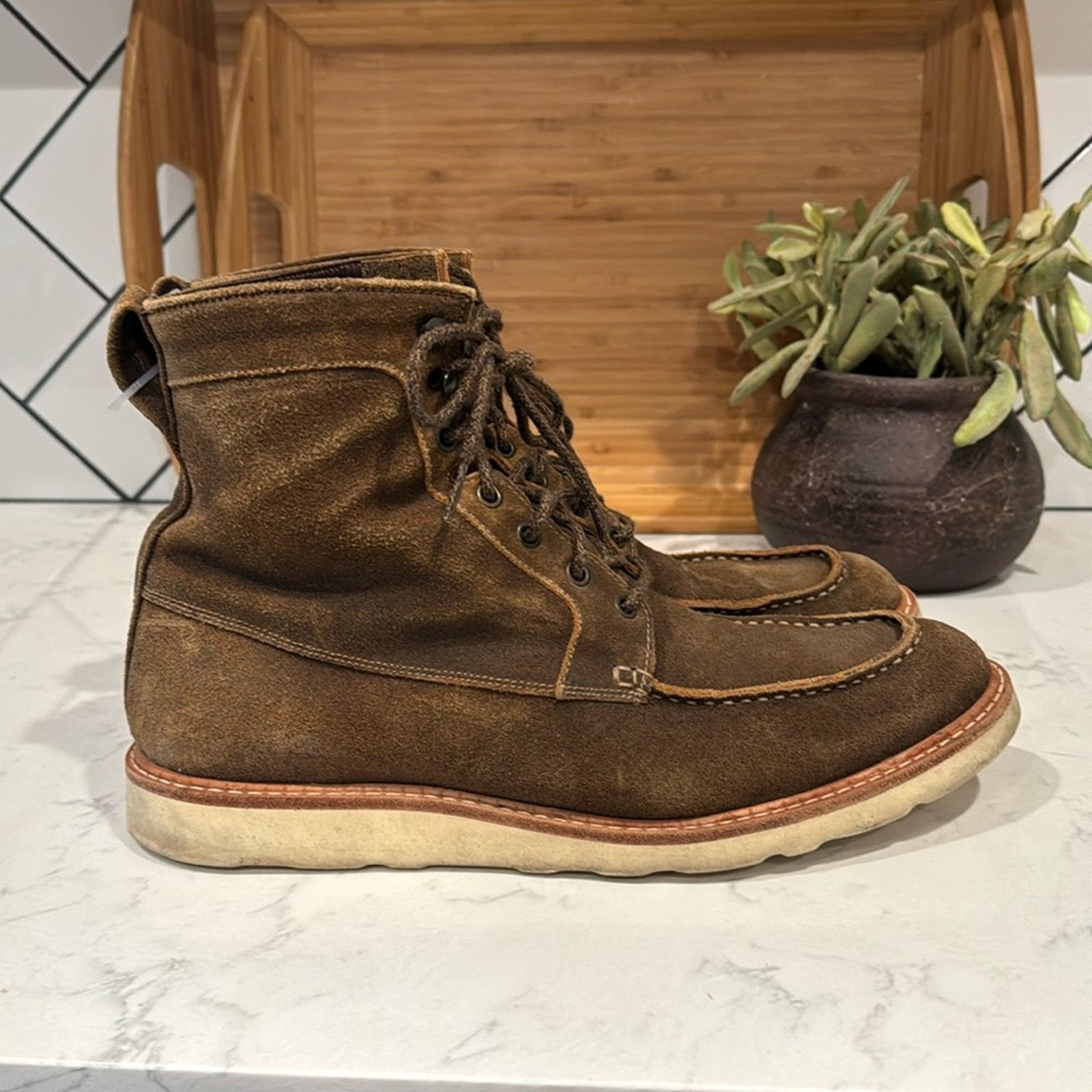 Nisolo Nisolo Mateo Boots Distressed Leather Moc Toe Stitch size 12 Size US 12 / EU 45 - 1 Thumbnail
