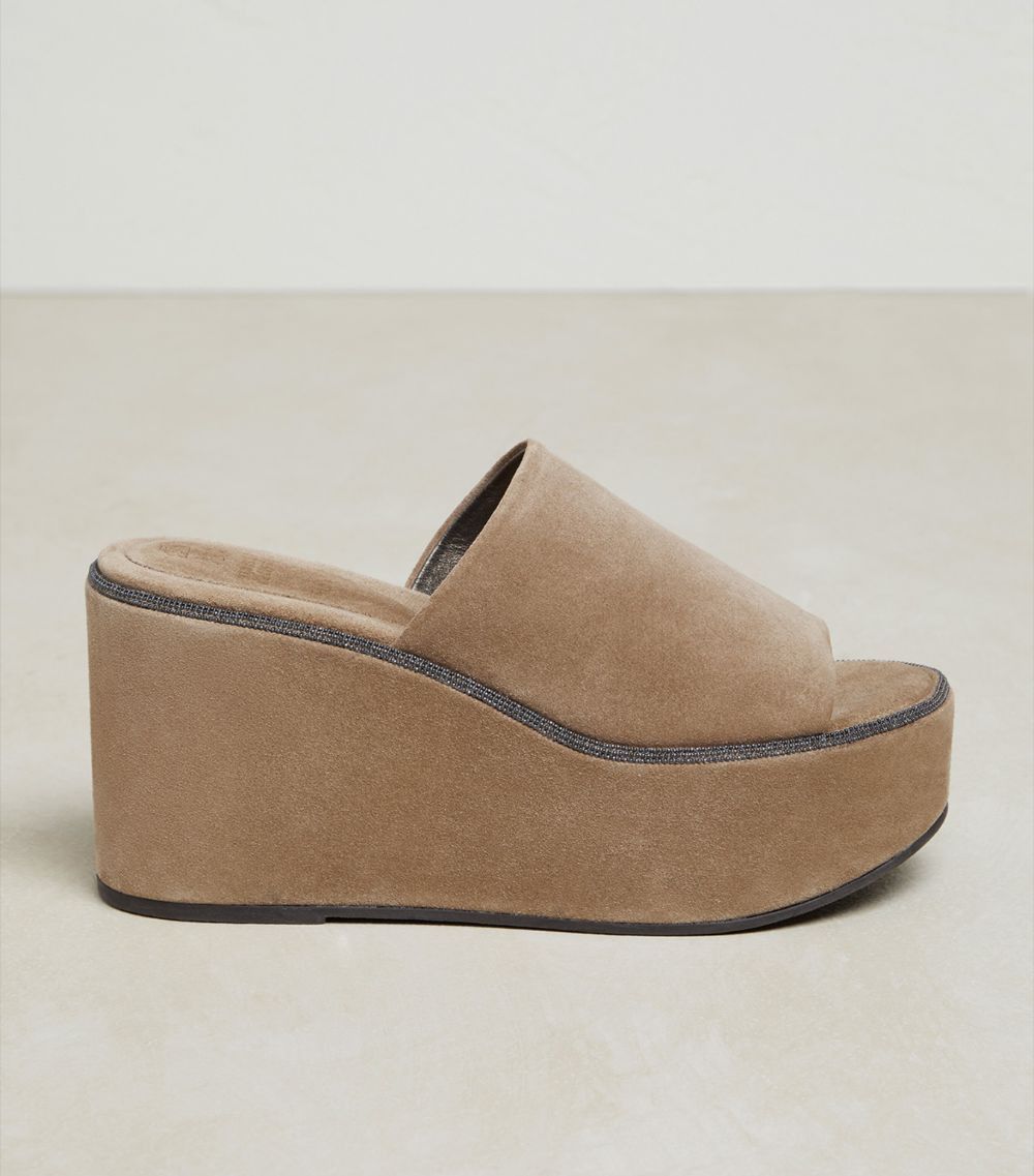 image of Brunello Cucinelli O1W1Db10524 Sandals With Heel Shoes In Light Brown, Women's (Size 11)