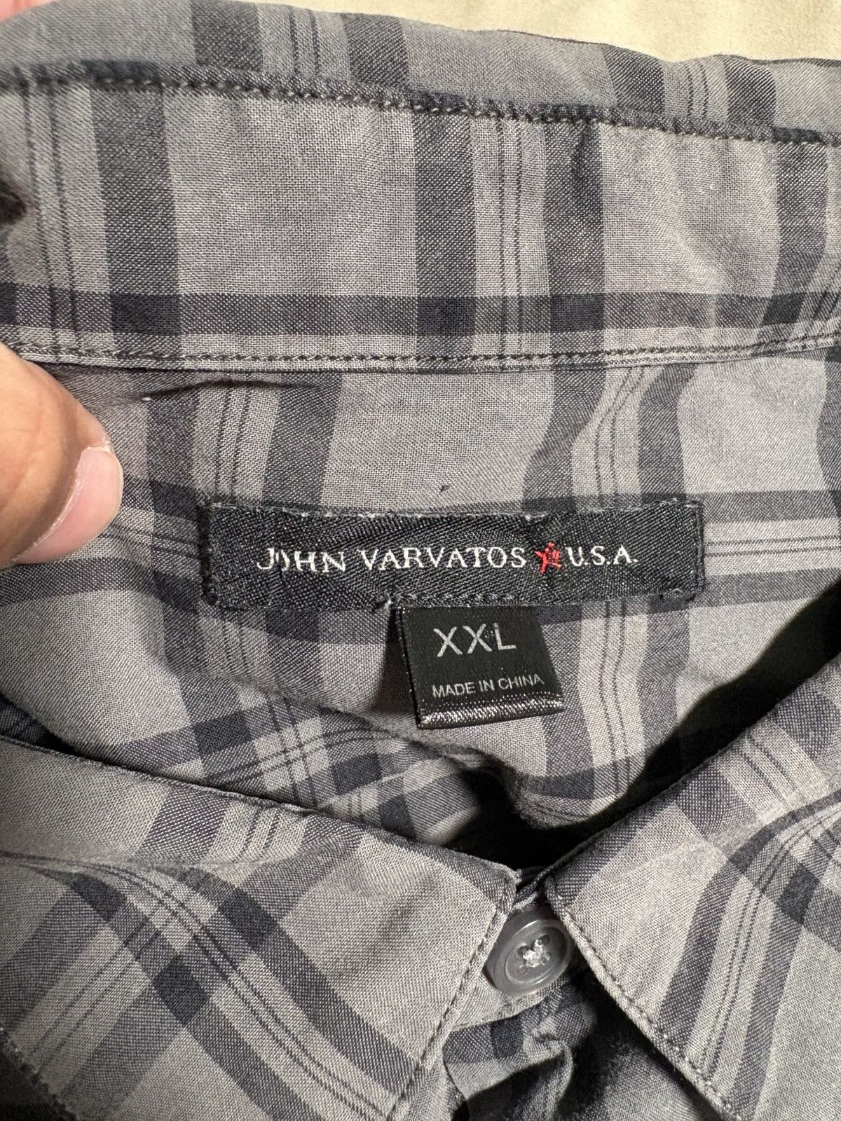 John Varvatos John Varvatos U.S.A. Grey Plaid Paint Splatter Shirt XXL Size US XXL / EU 58 / 5 - 5 Thumbnail