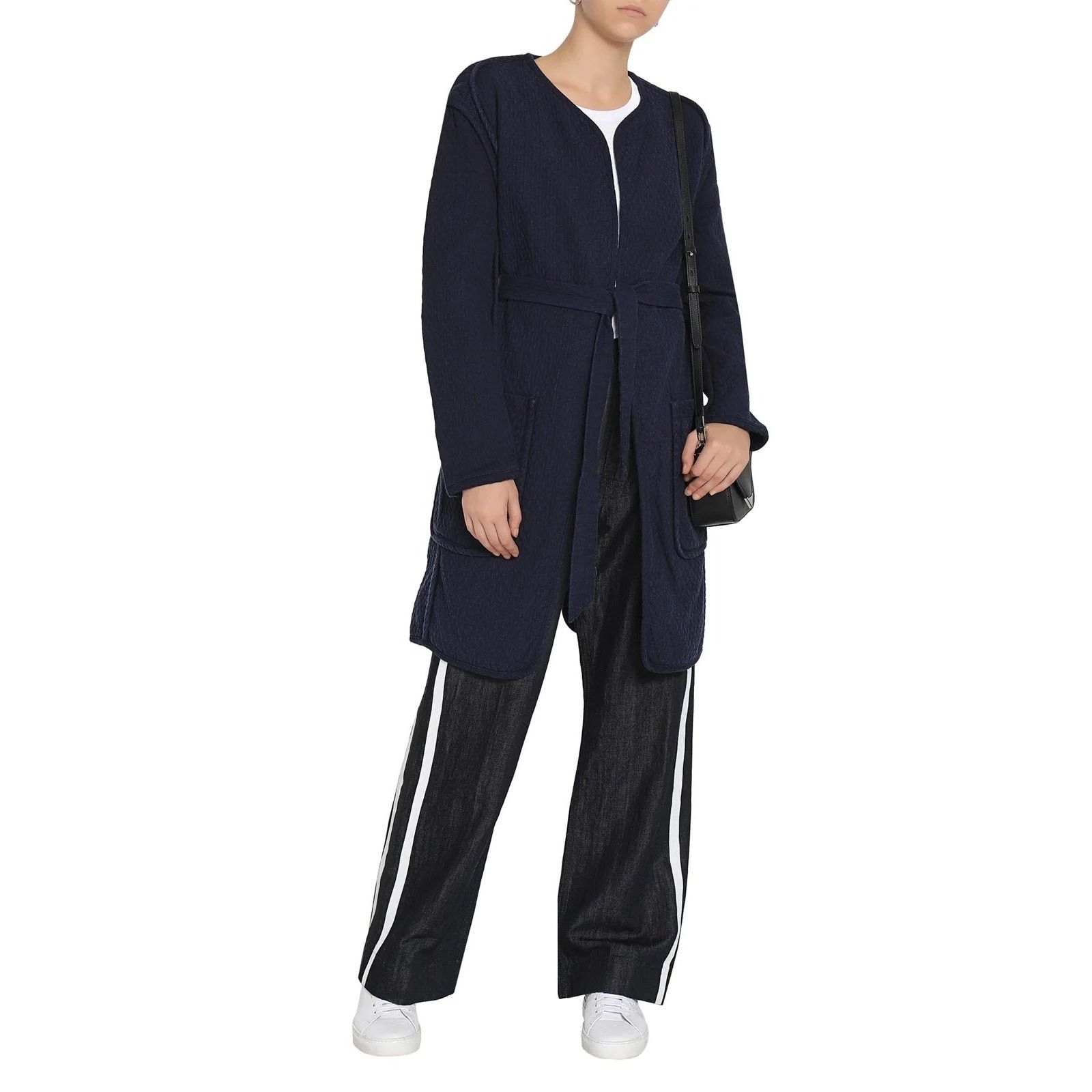 Rag & Bone Rag & Bone Navy Blue Quilted Tie Long Sleeve Coat Size M Size M / US 6-8 / IT 42-44 - 1 Thumbnail