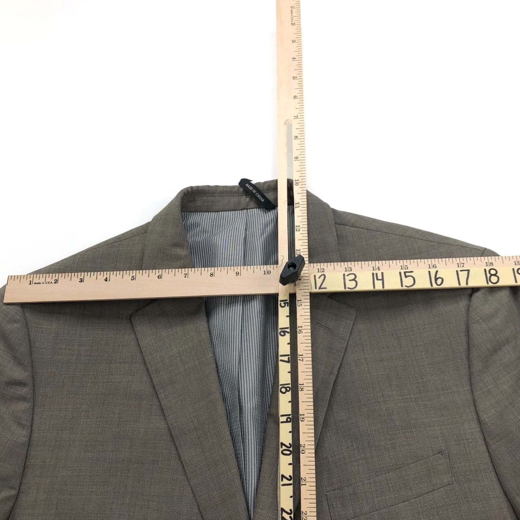 Banana Republic Banana Republic Blazer Sport Coat 44 L 100% Wool Brown Gray Button Notch Lapel Double-Vented Single-Breasted Two-Button Shirt Mens Regular Size 44R - 5 Thumbnail