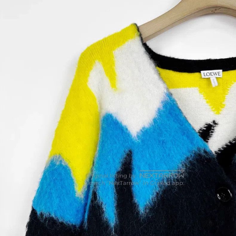 Loewe Loewe Color-blocked knitted cardigan with back leather log Size M / US 6-8 / IT 42-44 - 6 Thumbnail