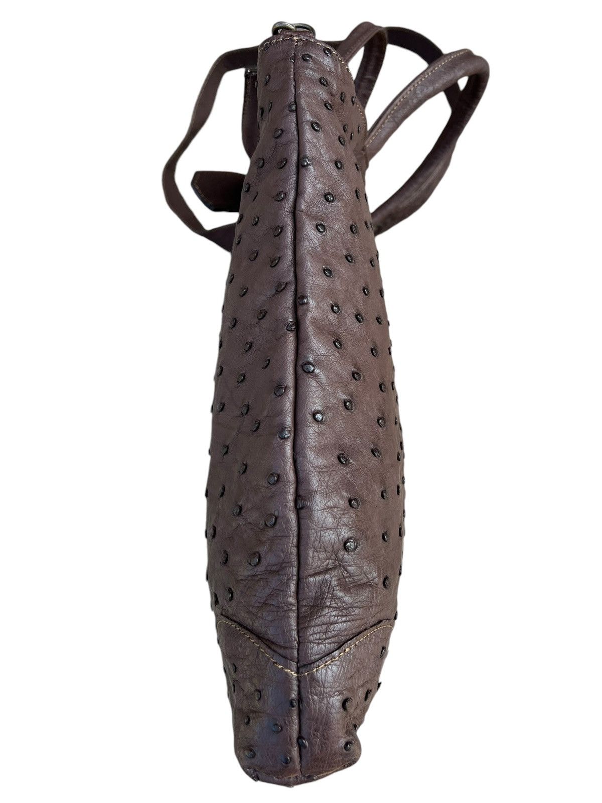 Leather Vintage Ostrich Leather 2 Way Bag AKI Leather Work Japan Size ONE SIZE - 14 Thumbnail