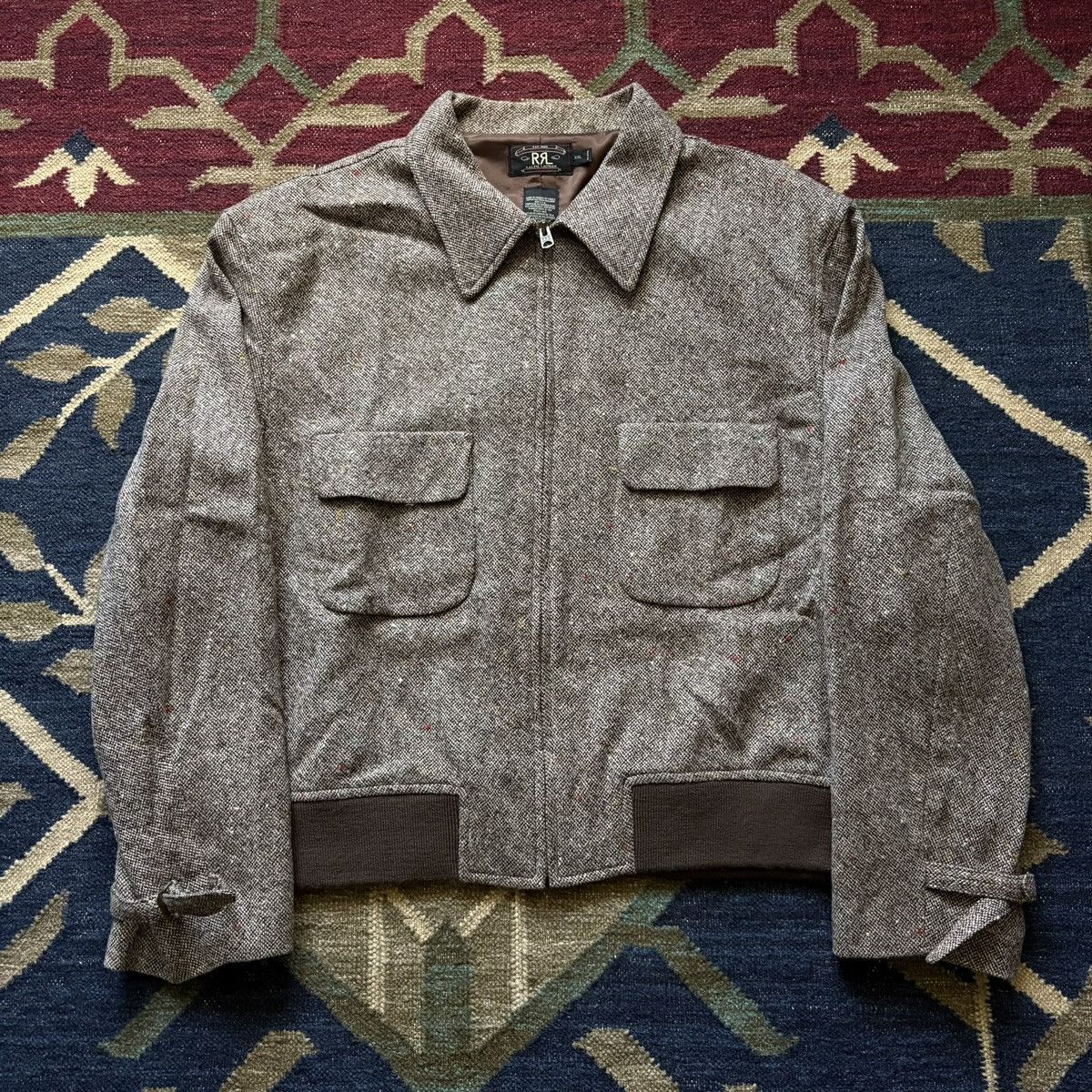 RRL Ralph Lauren Vintage 90s RRL Tweed Speckled Bomber Flap Pocket Boxy Crop Size US XXL / EU 58 / 5 - 1 Thumbnail
