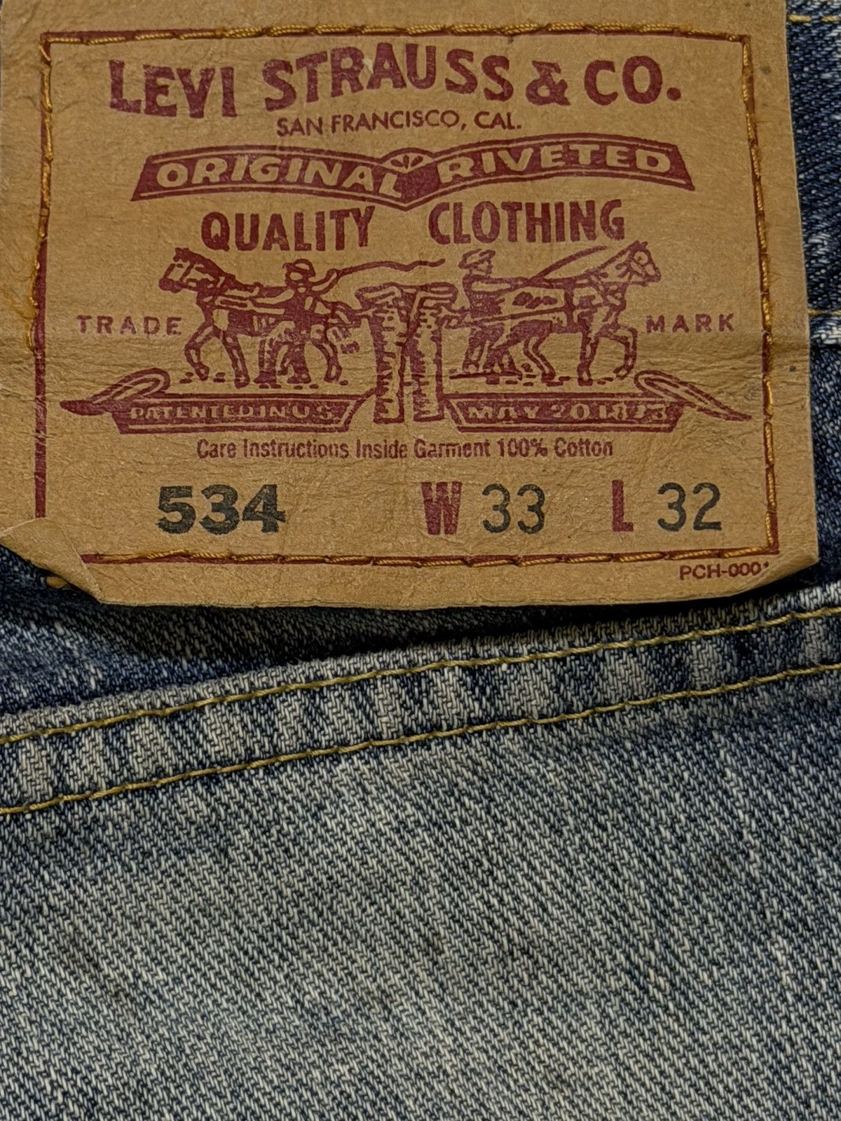 Levi's Vtg Levis 534 Blue Faded Mud Wash Distress Wide Leg Baggy Size US 32 / EU 48 - 6 Thumbnail