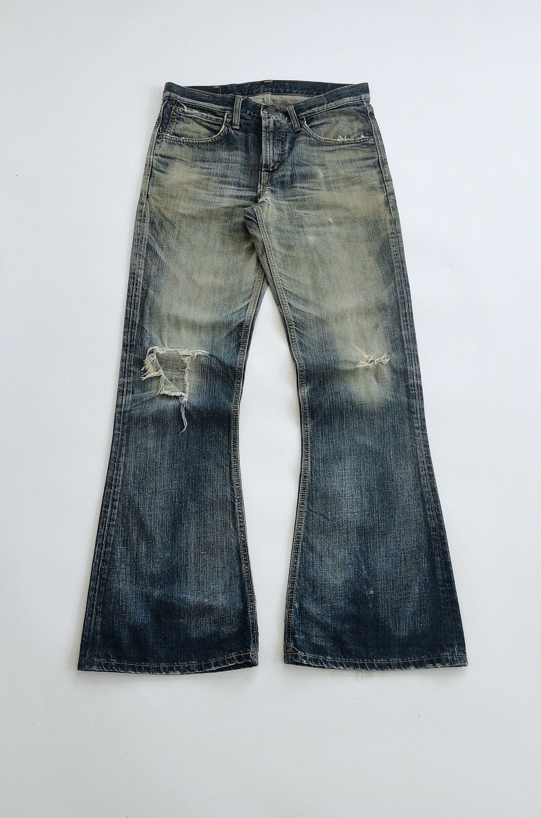 Edwin Bootcut Thrashed Edwin 500RV Mud Distressed Jeans ERD Grunge Size US 31 - 3 Thumbnail