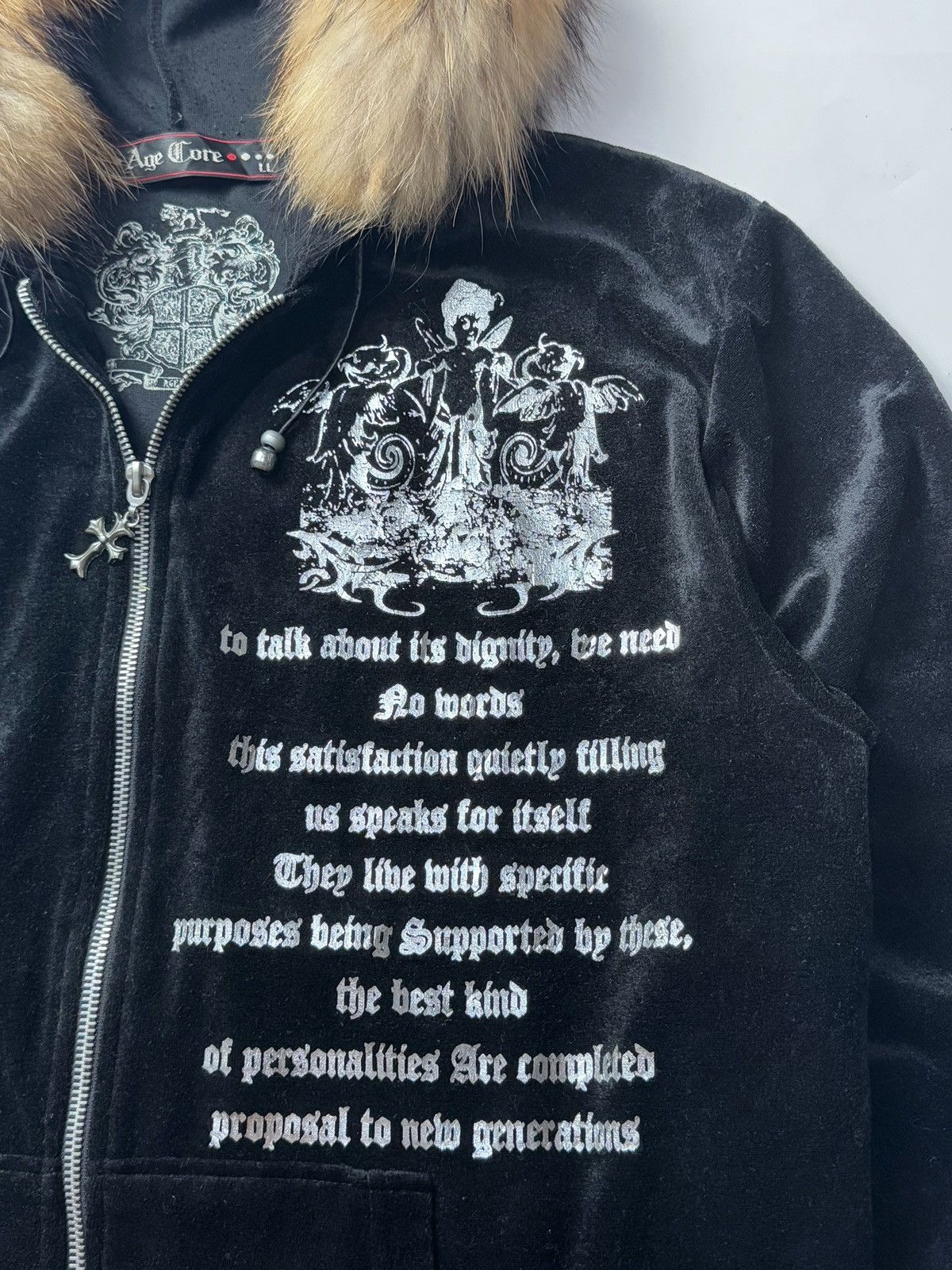 If Six Was Nine × Japanese Brand × Le Grande Bleu (L.G.B.) Fur Velvet Hoodie Poem Snake Skulls Age Core Style Size US L / EU 52-54 / 3 - 5 Thumbnail